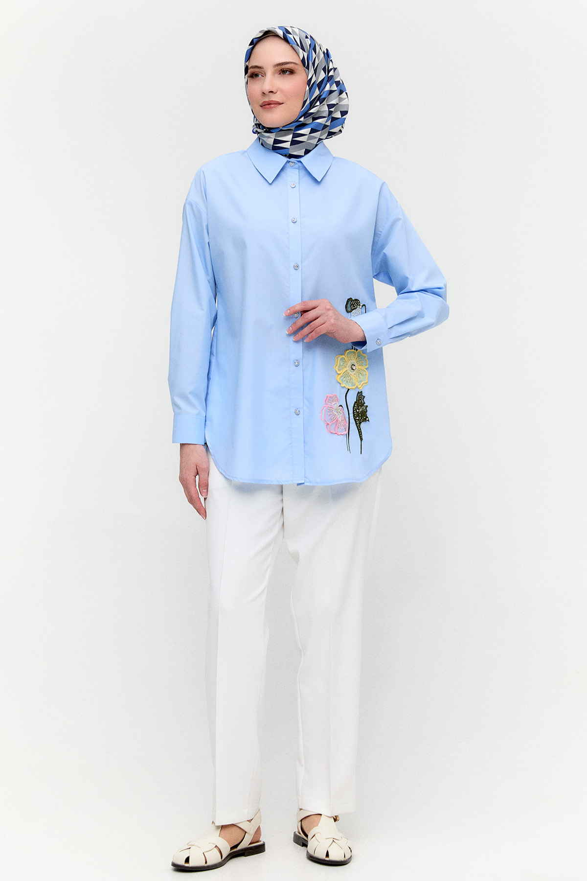 Organze Çiçekli Pamuk Tunik, Tesettür Giyim