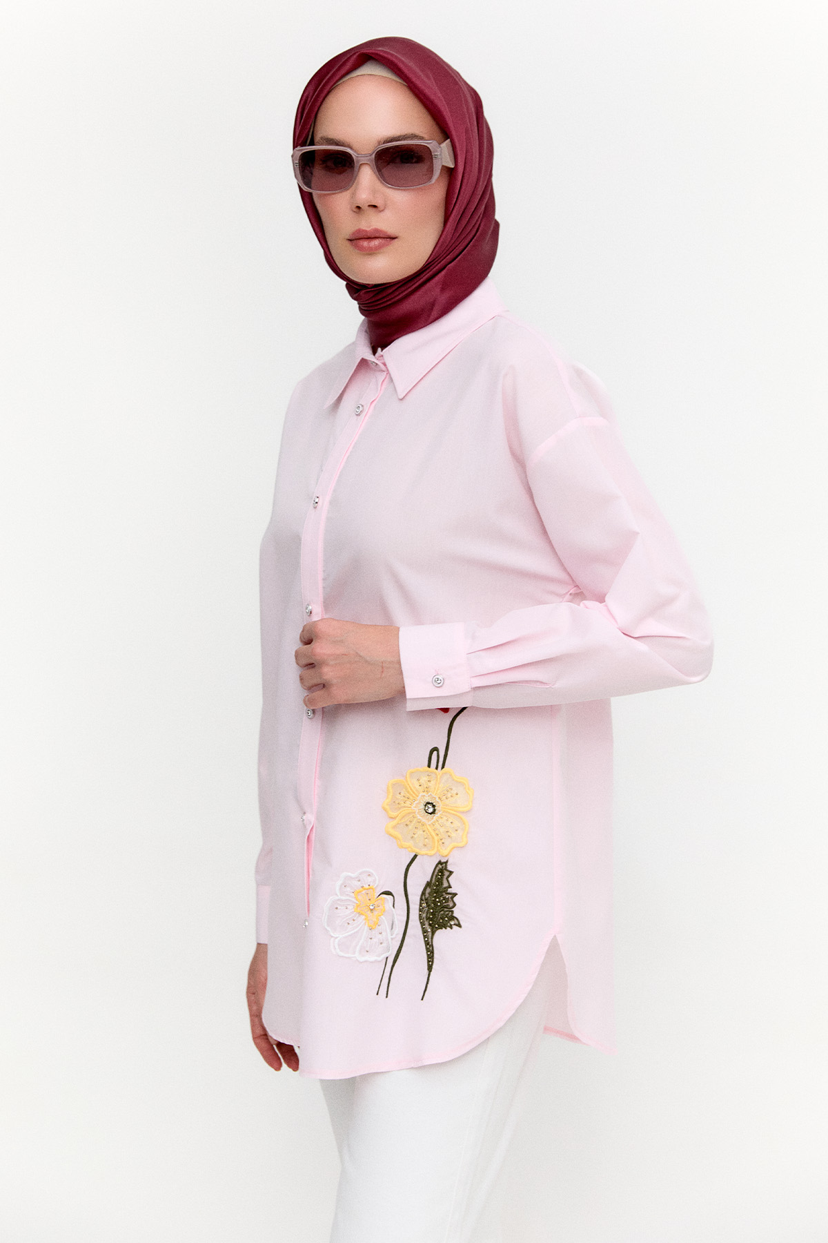 Organze Çiçekli Pamuk Tunik, Tesettür Giyim