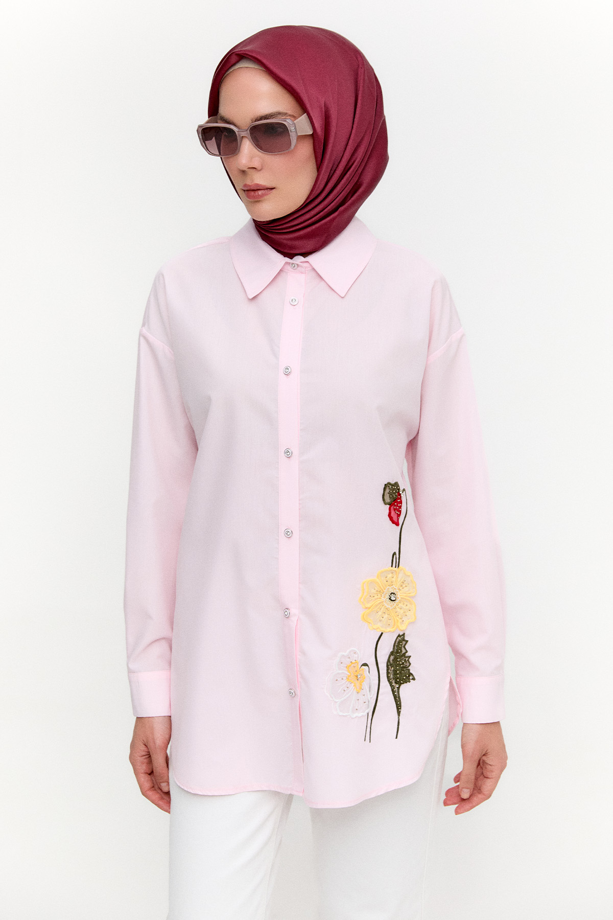 Organze Çiçekli Pamuk Tunik, Tesettür Giyim