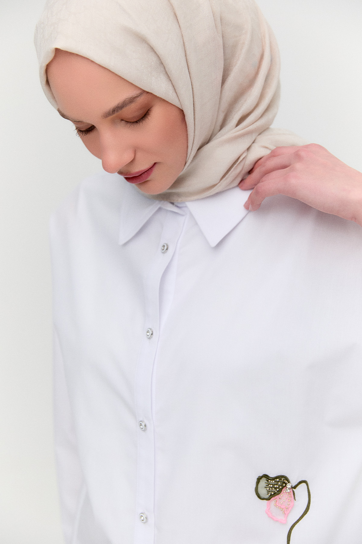 Organze Çiçekli Pamuk Tunik, Tesettür Giyim