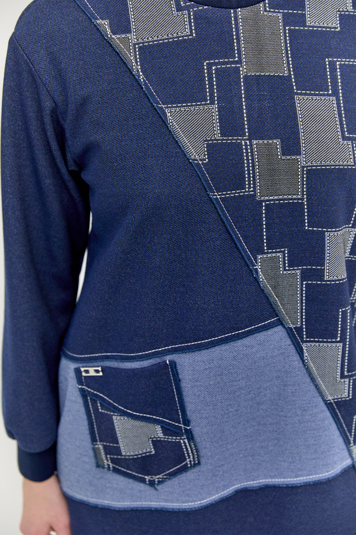 Blok Desenli Cepli Tunik, Tesettür Giyim