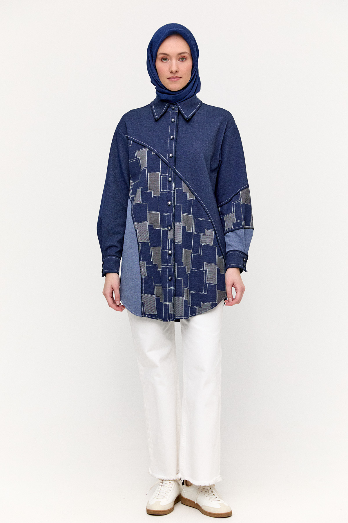 Parçalı Desenli Tunik, Tesettür Giyim