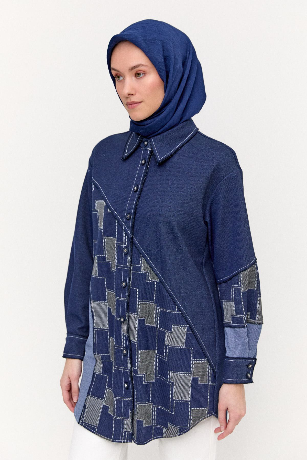 Parçalı Desenli Tunik, Tesettür Giyim