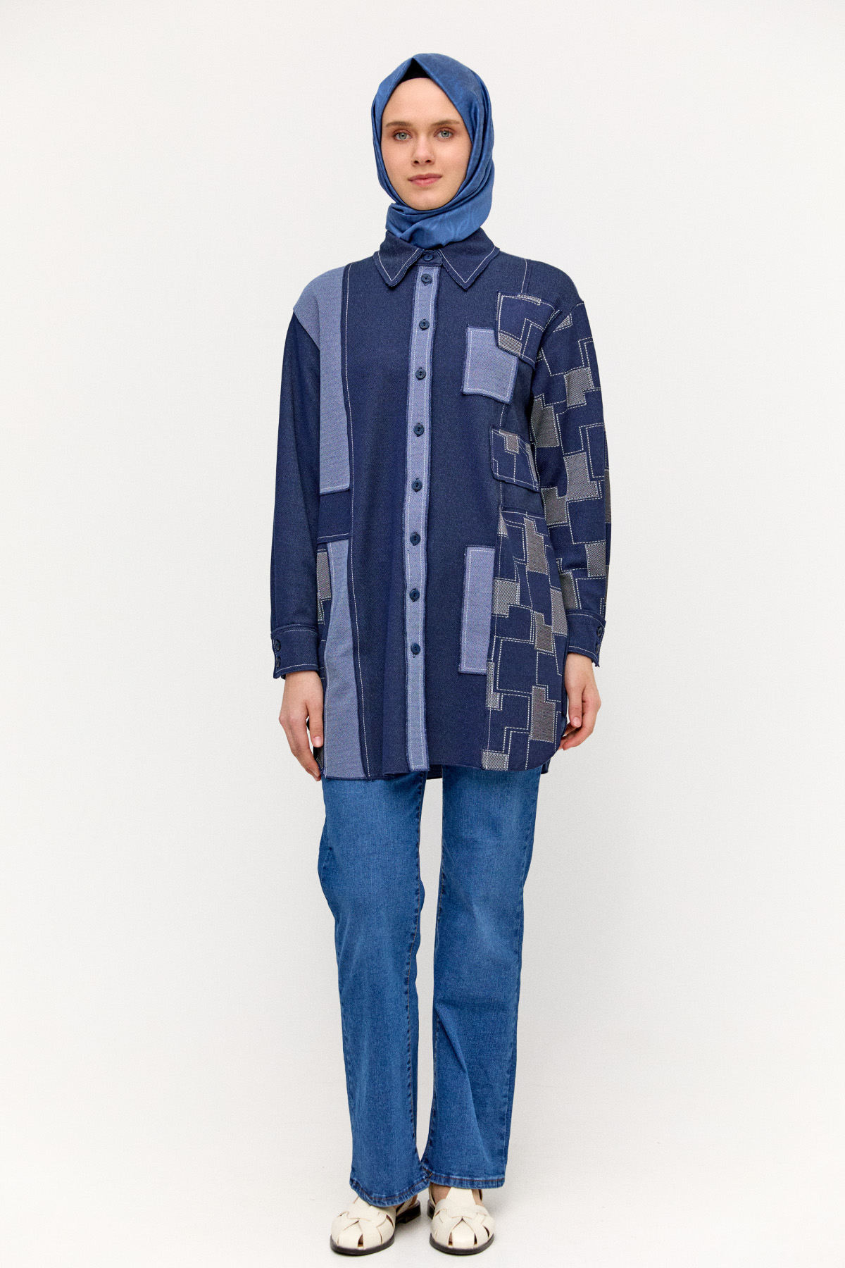 Blok Desenli Tunik, Tesettür Giyim
