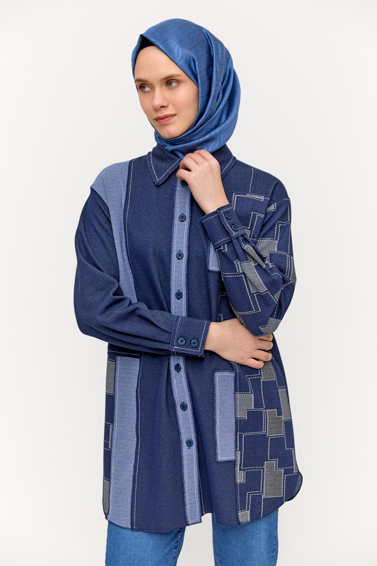 Blok Desenli Tunik, Tesettür Giyim