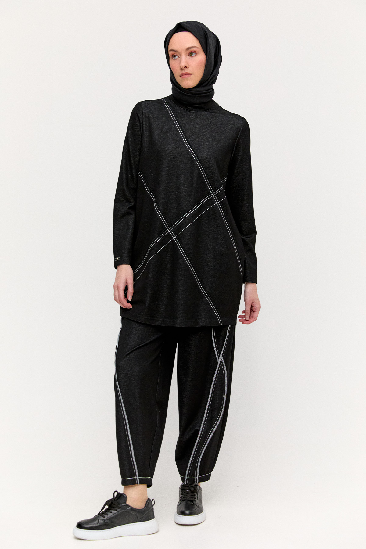Spor Dikişli Fermuarlı Tunik, Tesettür Giyim