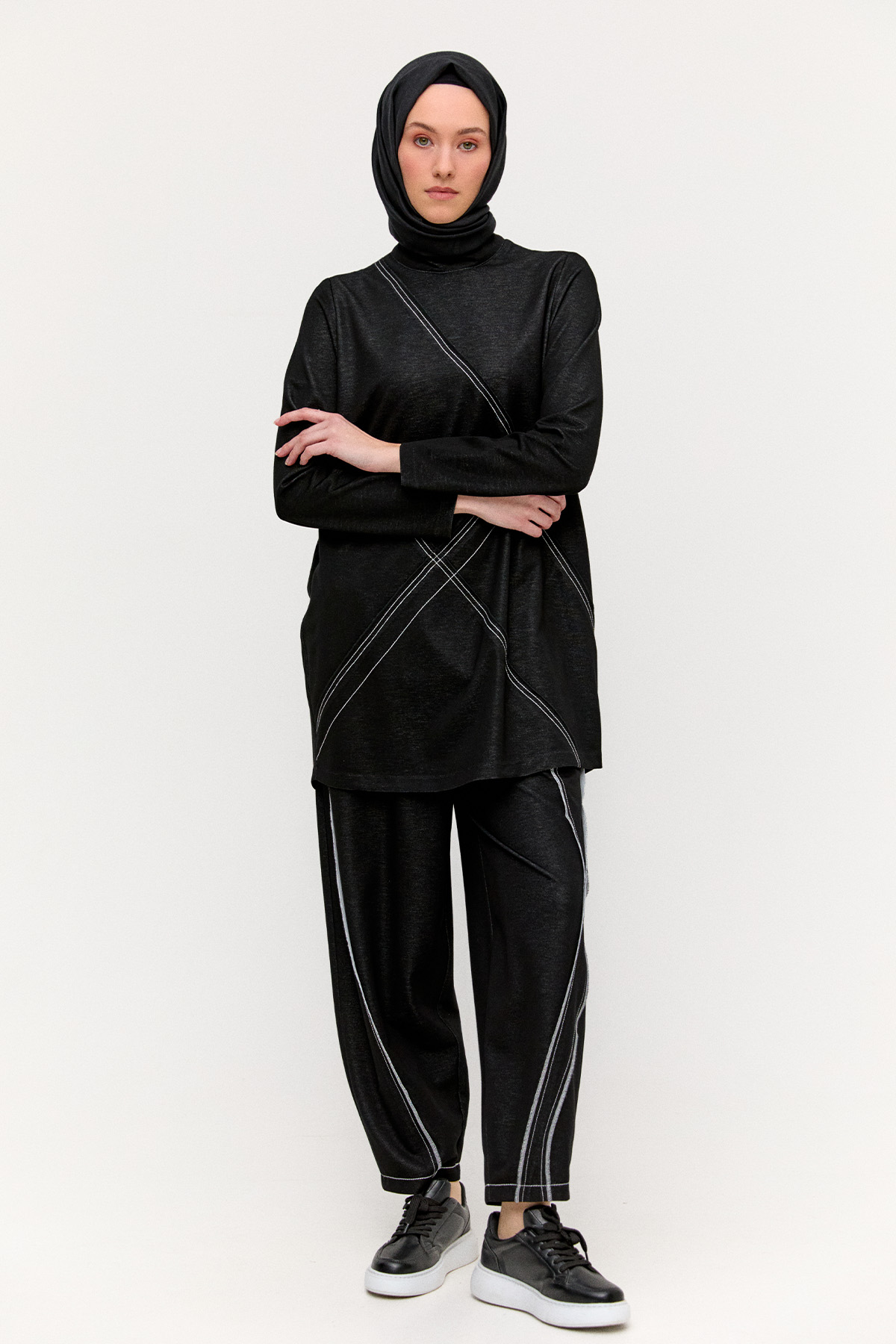 Spor Dikişli Fermuarlı Tunik, Tesettür Giyim