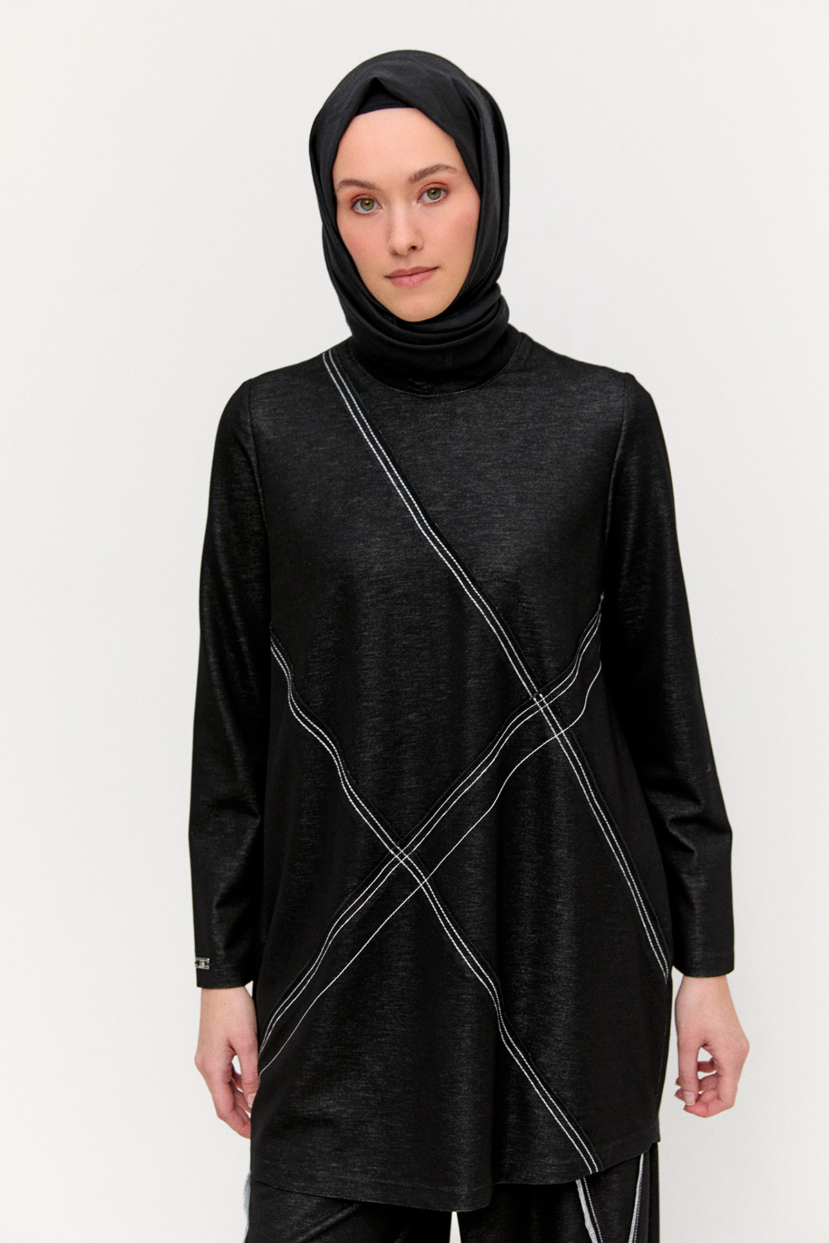 Spor Dikişli Fermuarlı Tunik, Tesettür Giyim