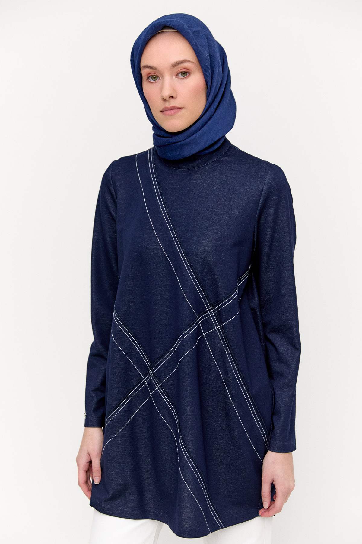 Spor Dikişli Fermuarlı Tunik, Tesettür Giyim