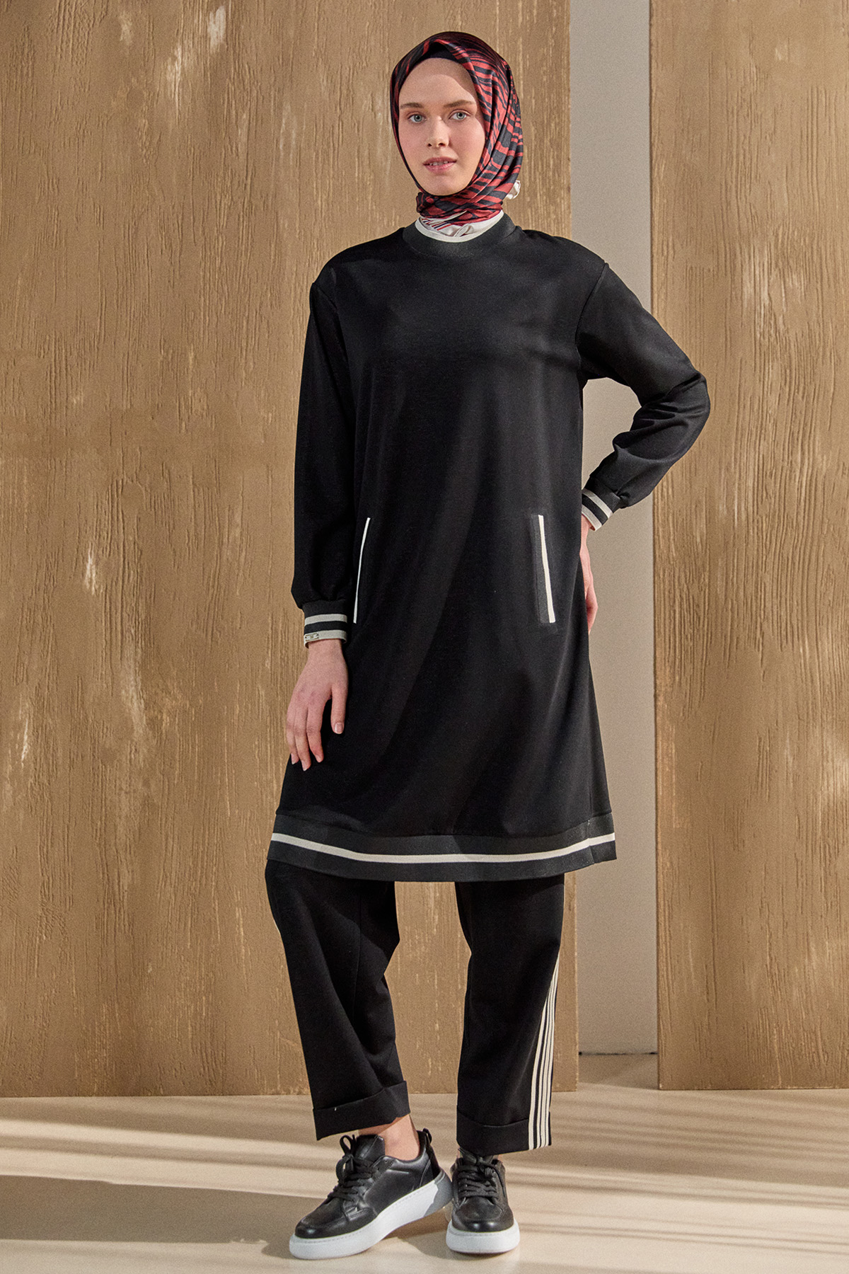 Ribanalı Cepli Spor Tunik, Tesettür Giyim