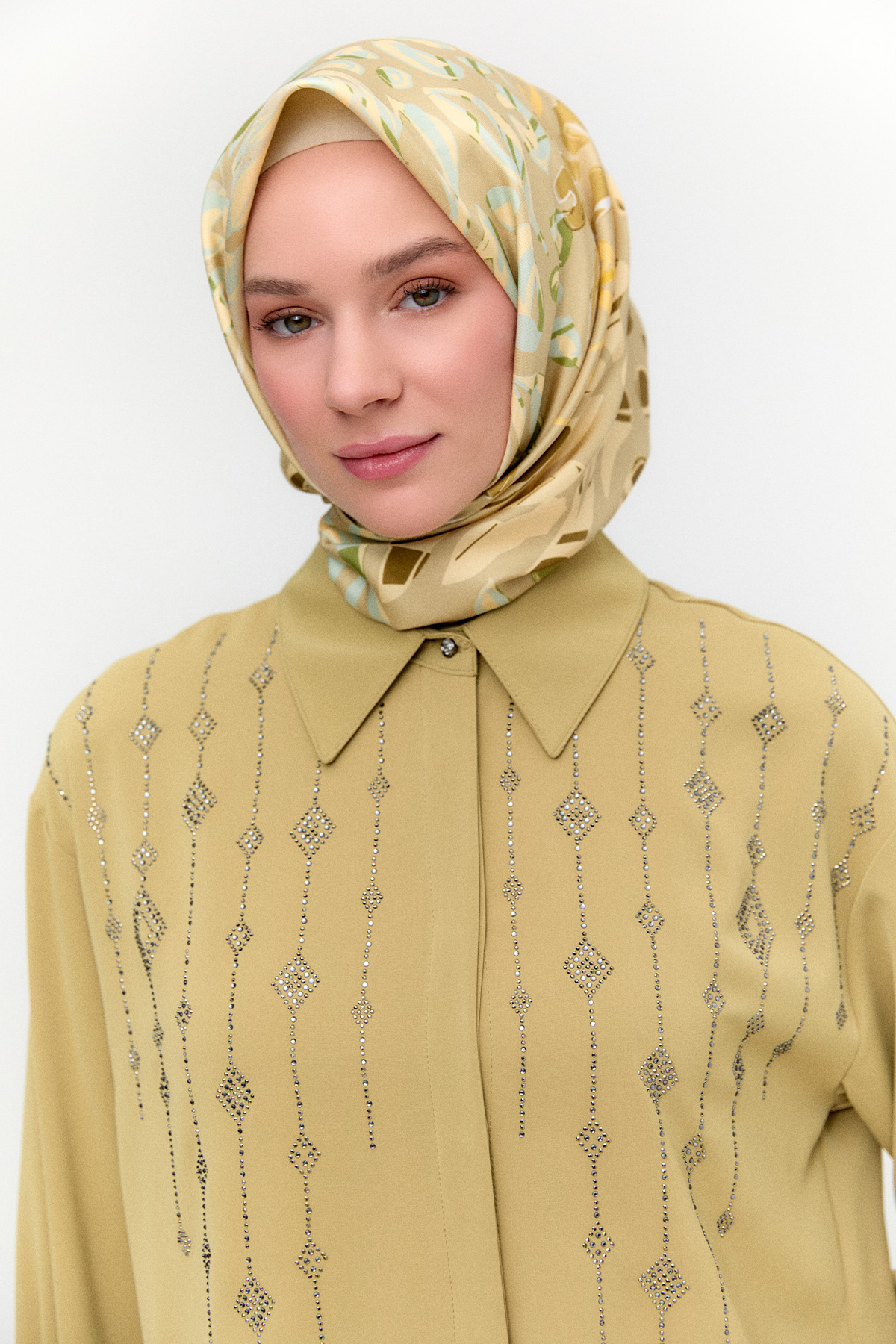Taş Detaylı Krep Tunik, Tesettür Giyim