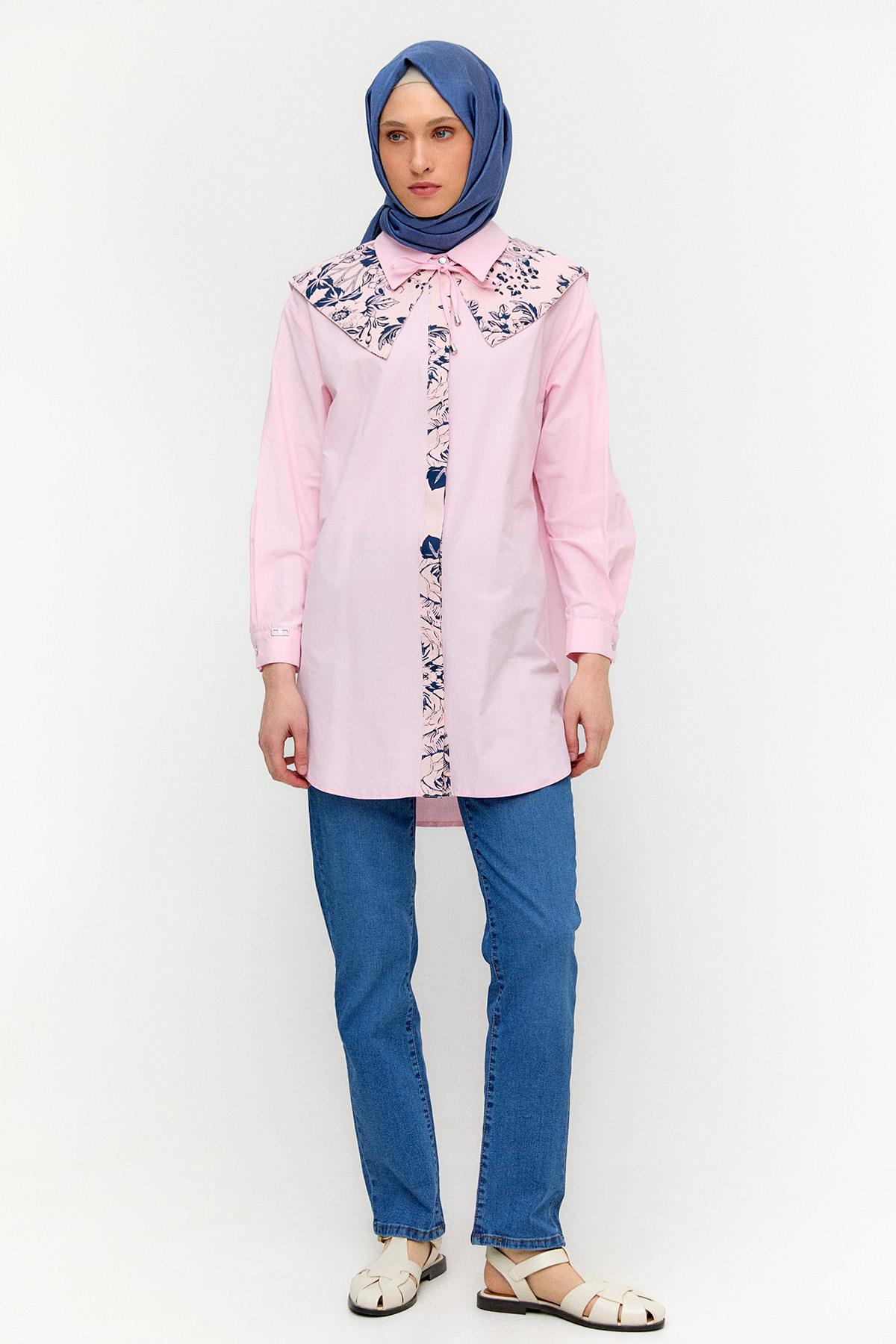 Seyyar Yakalı Pamuklu Tunik, Tesettür Giyim