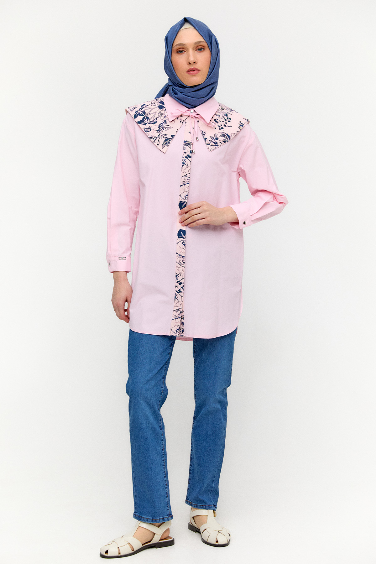 Seyyar Yakalı Pamuklu Tunik, Tesettür Giyim