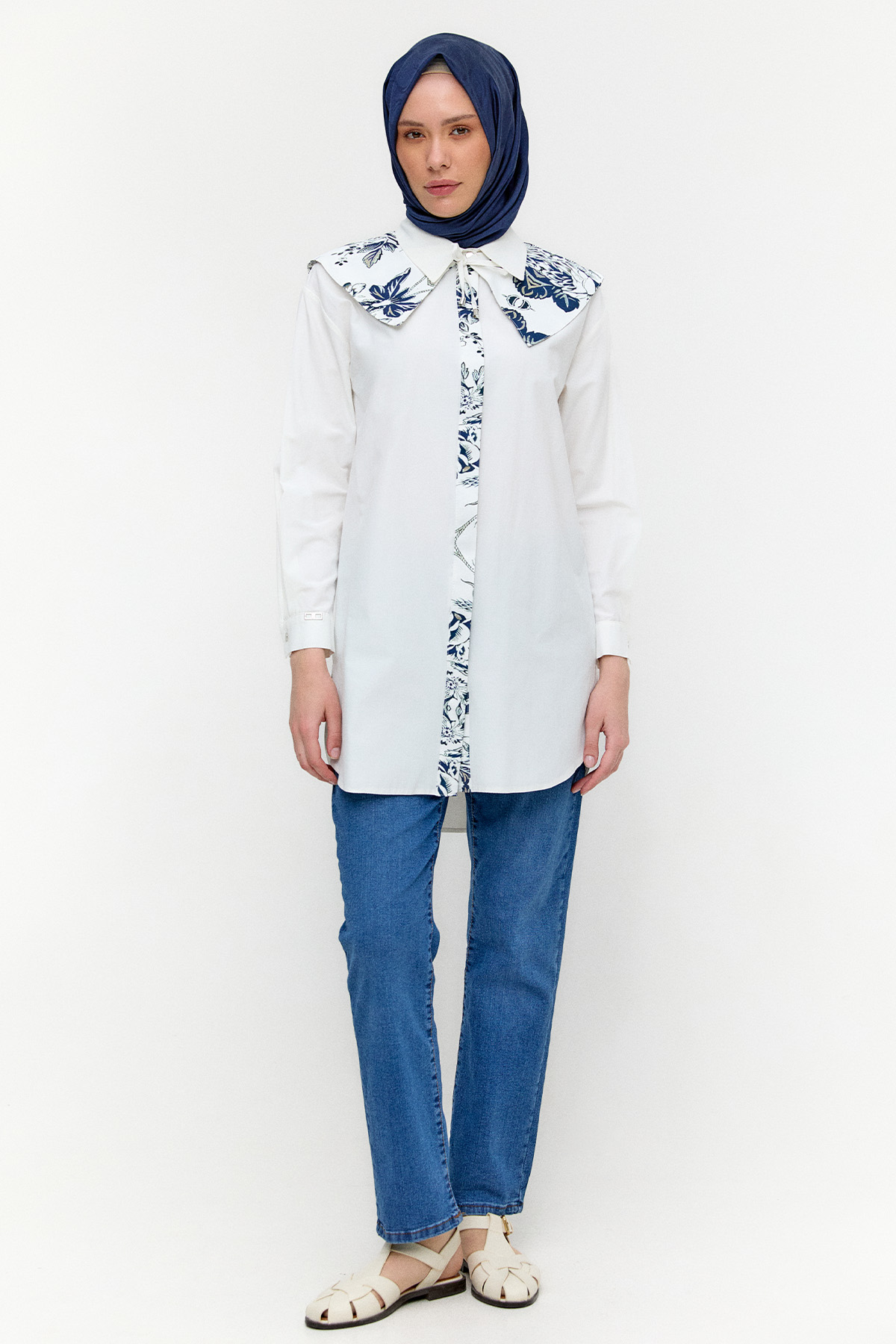 Seyyar Yakalı Pamuklu Tunik, Tesettür Giyim