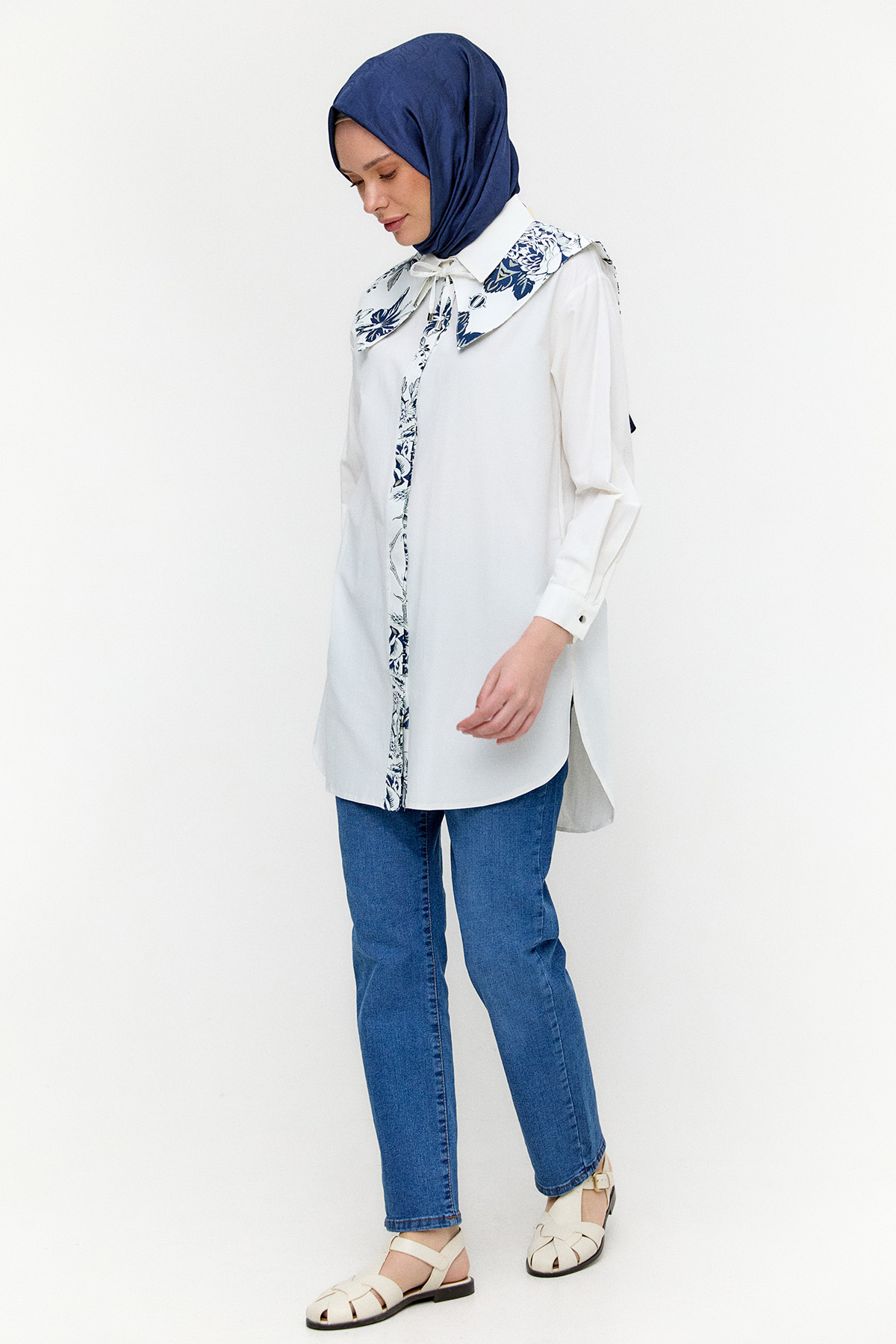 Seyyar Yakalı Pamuklu Tunik, Tesettür Giyim