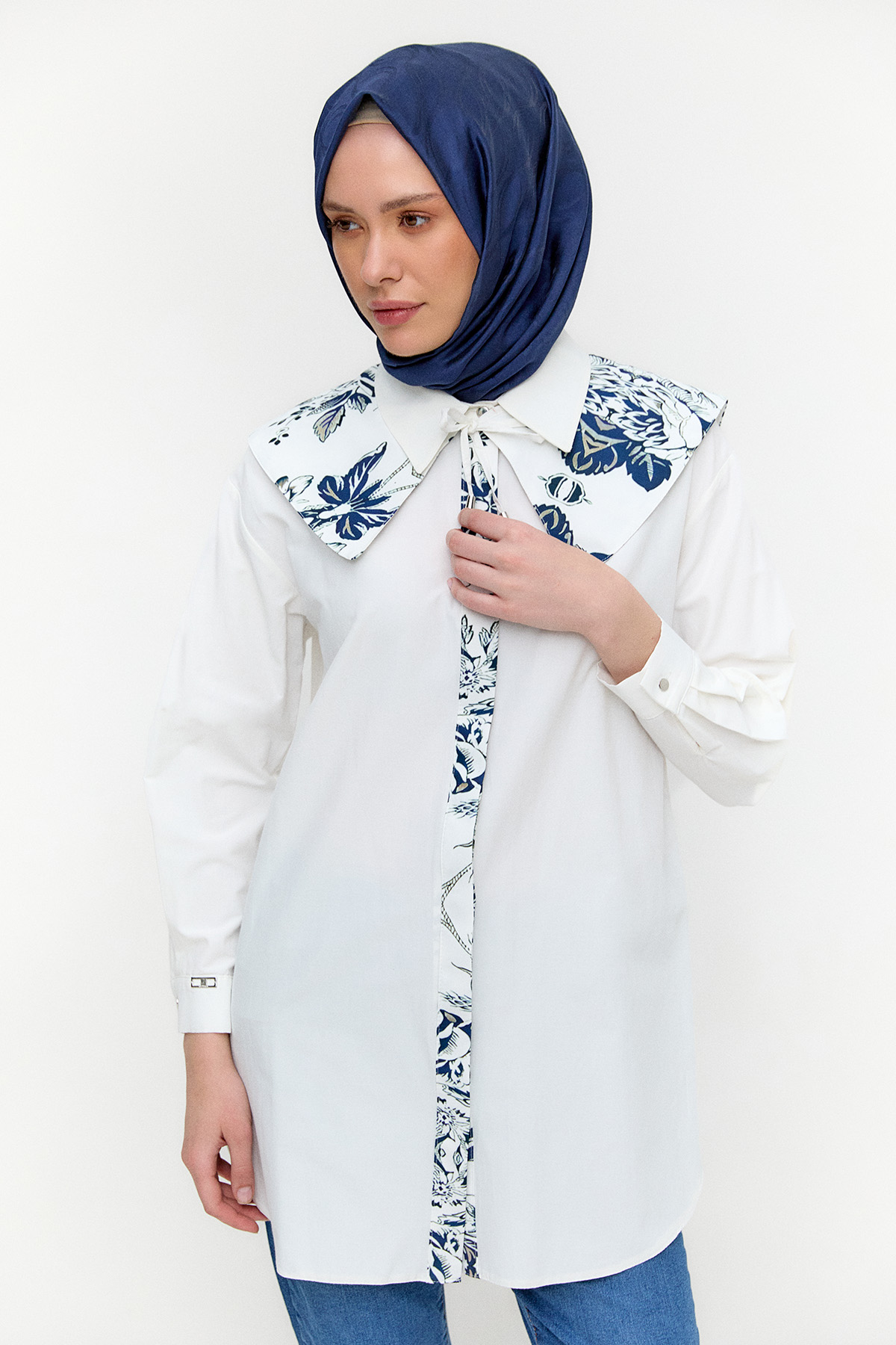 Seyyar Yakalı Pamuklu Tunik, Tesettür Giyim