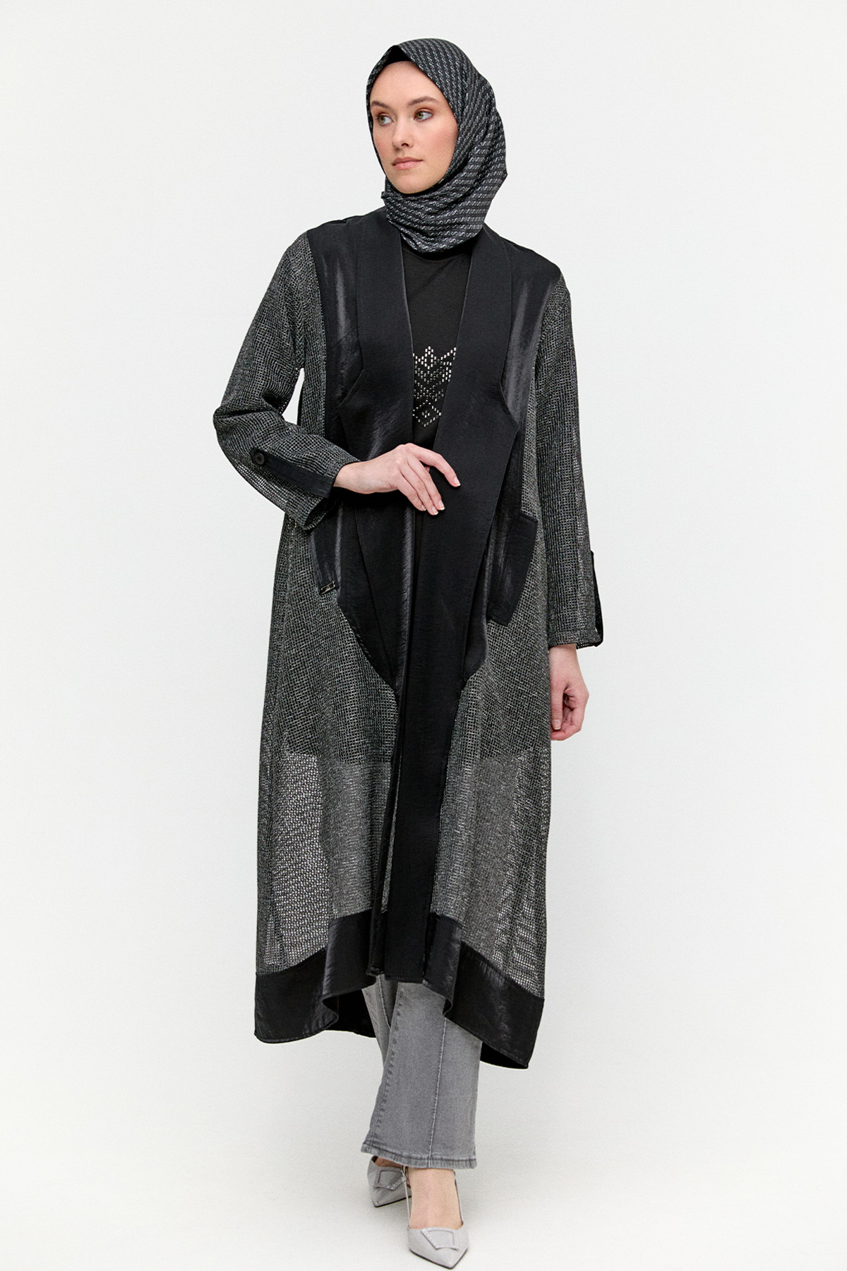 File Kombinli Jakarlı Twinset, Tesettür Giyim