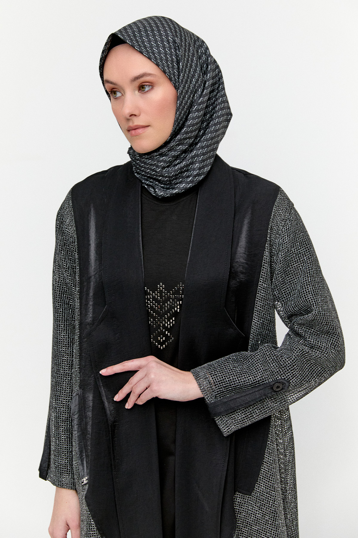 File Kombinli Jakarlı Twinset, Tesettür Giyim