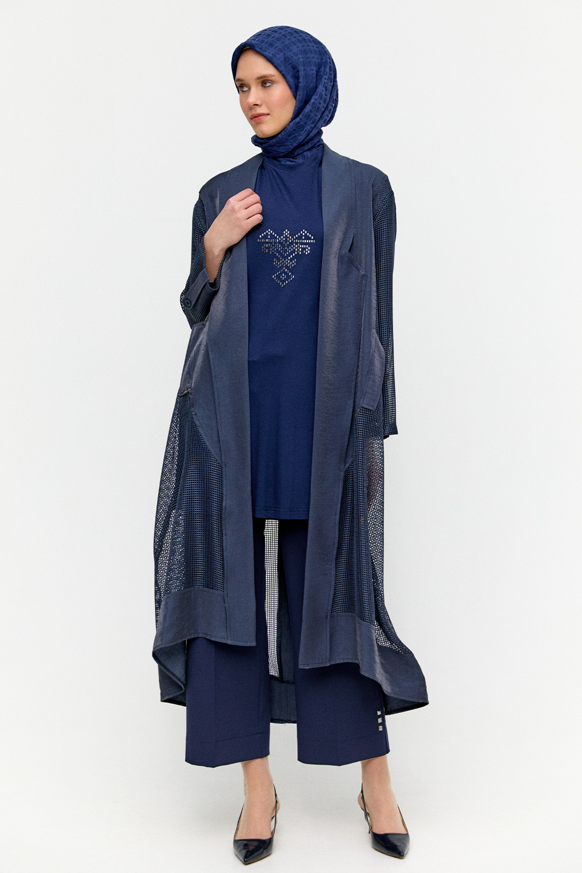 File Kombinli Jakarlı Twinset, Tesettür Giyim