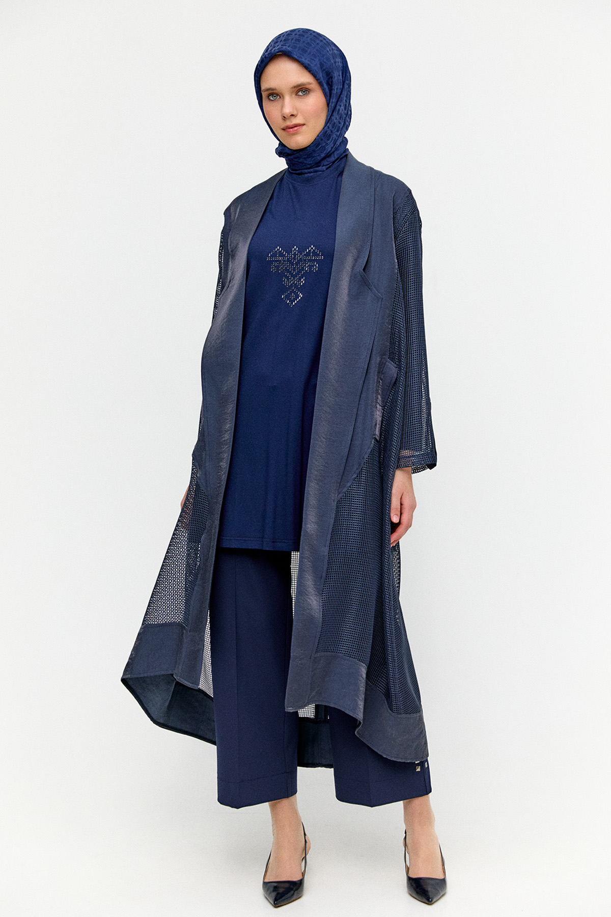 File Kombinli Jakarlı Twinset, Tesettür Giyim