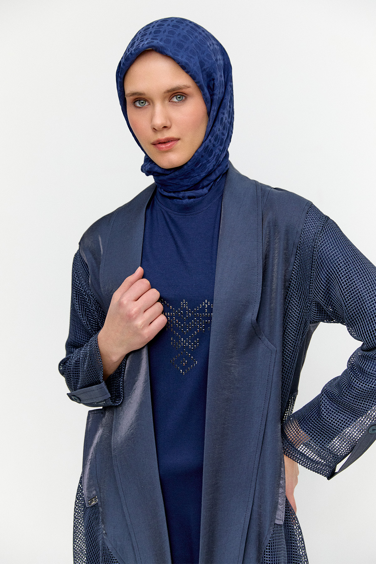 File Kombinli Jakarlı Twinset, Tesettür Giyim