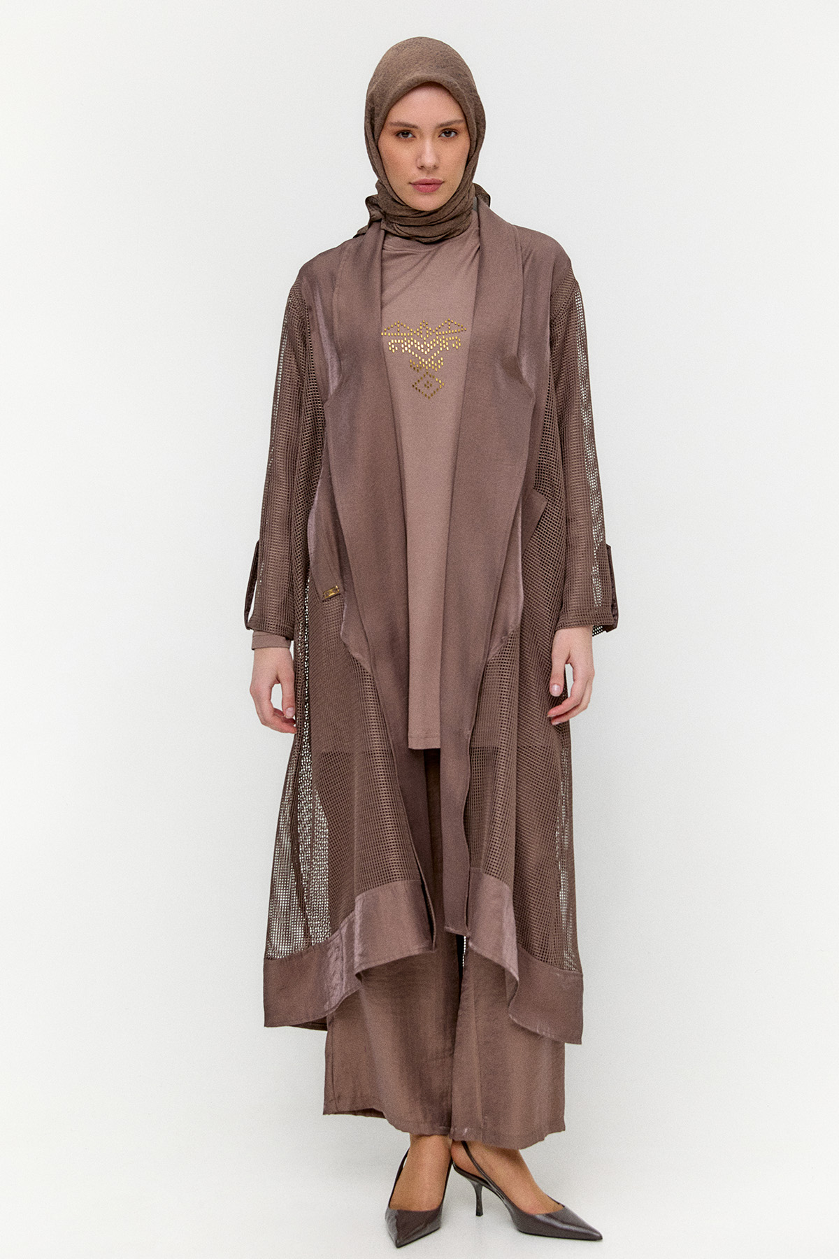 File Kombinli Jakarlı Twinset, Tesettür Giyim