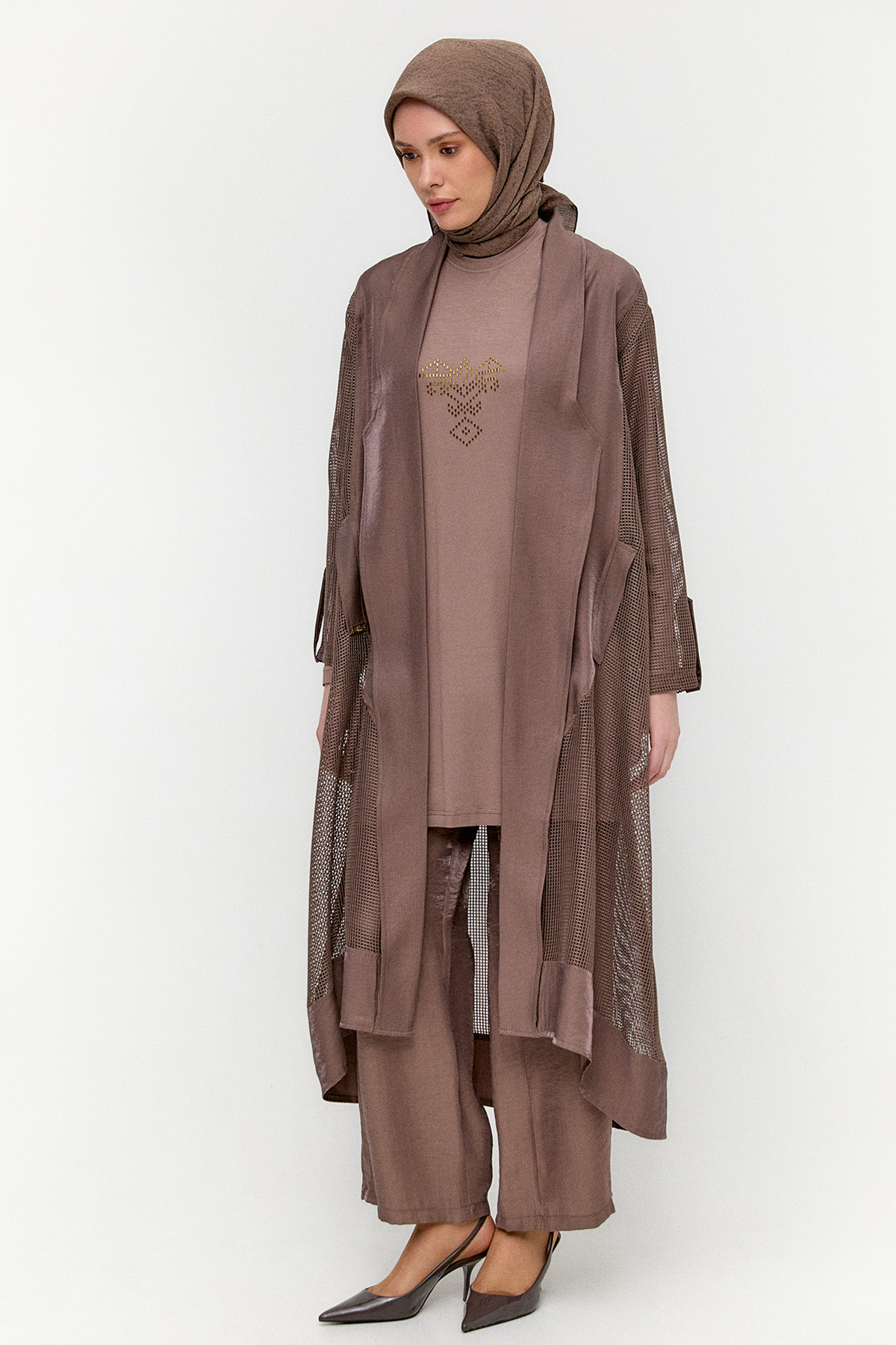 File Kombinli Jakarlı Twinset, Tesettür Giyim