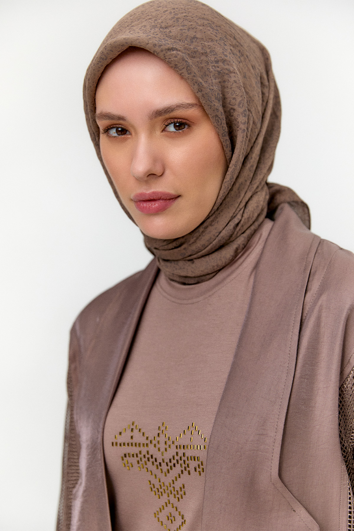 File Kombinli Jakarlı Twinset, Tesettür Giyim