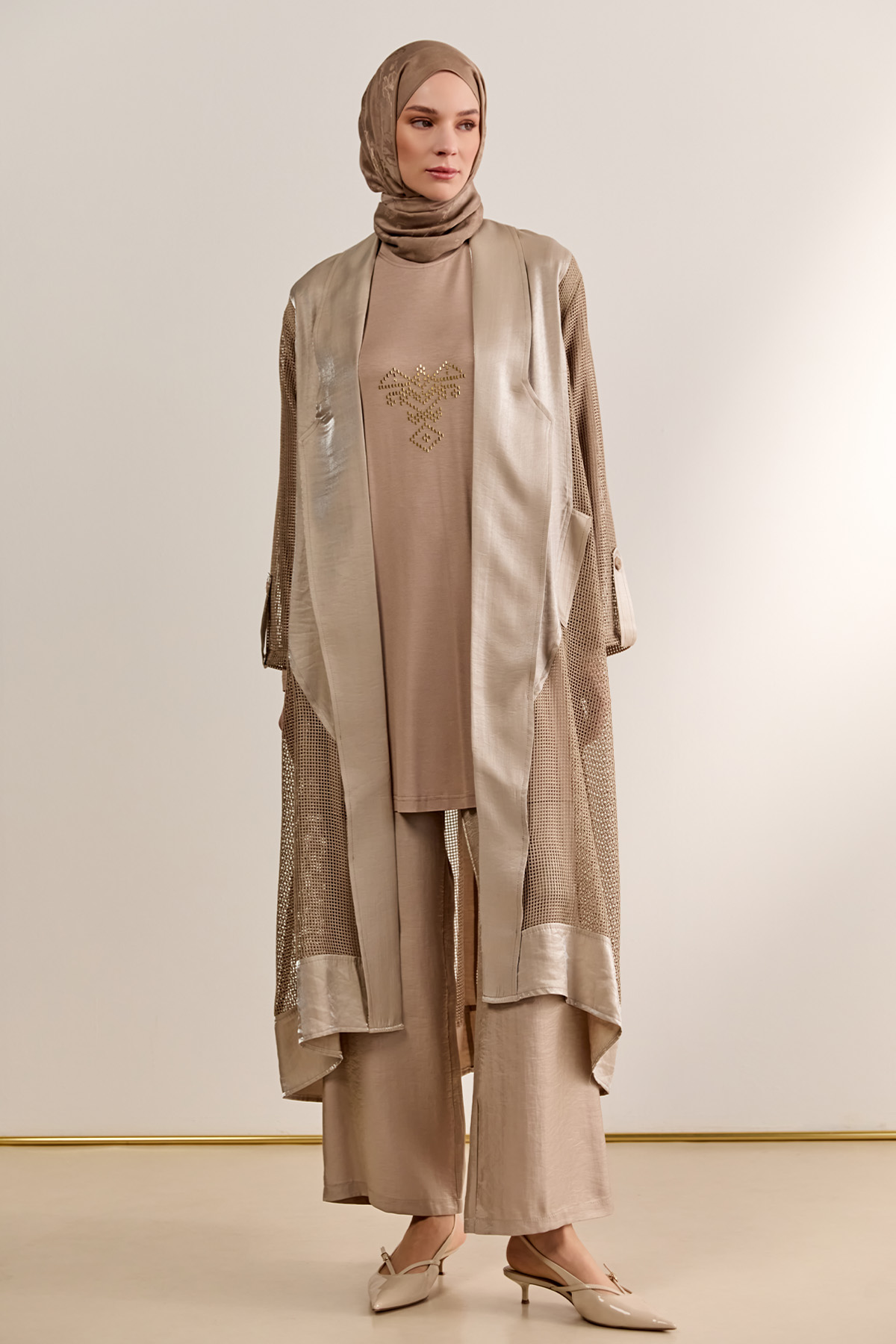 File Kombinli Jakarlı Twinset, Tesettür Giyim