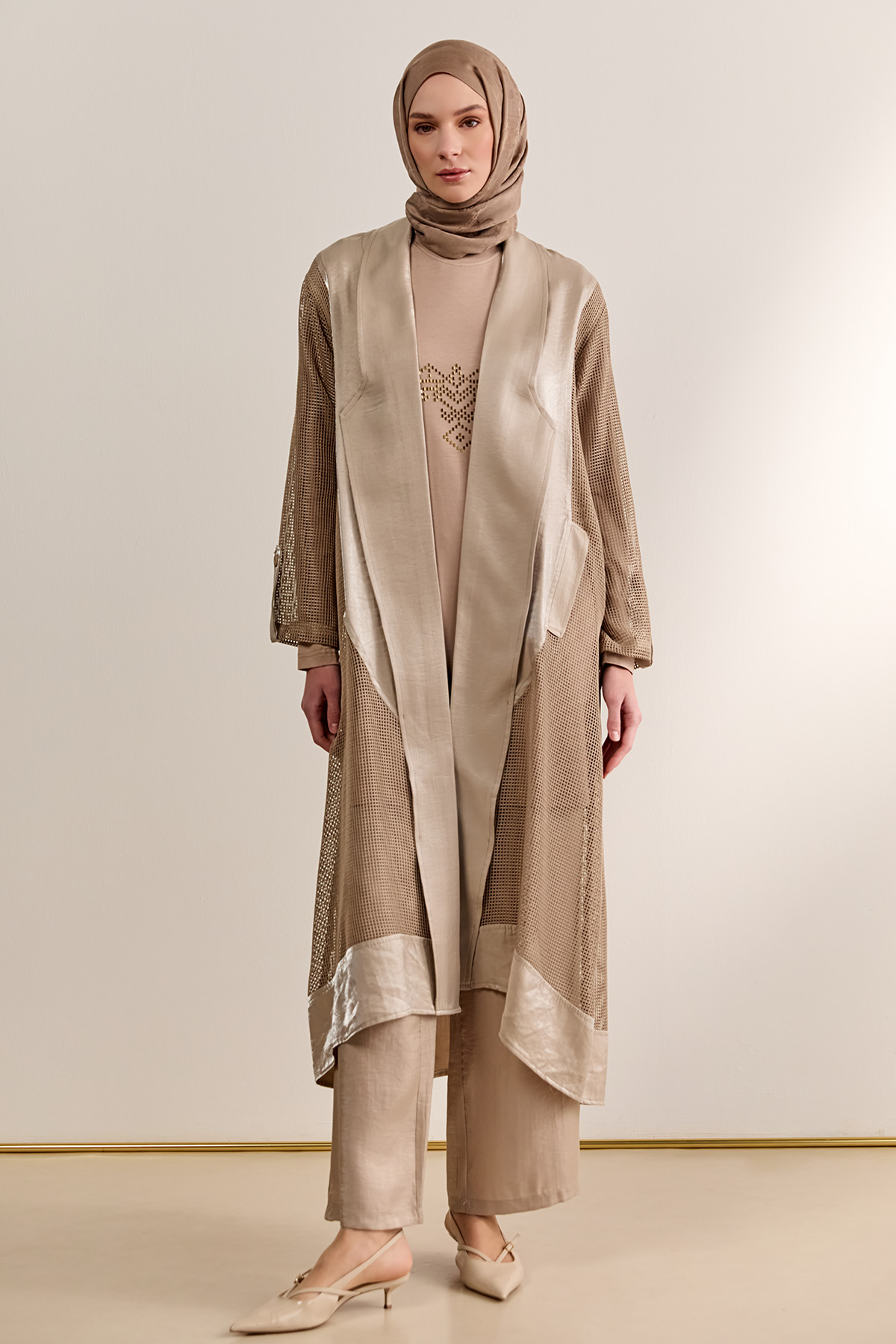 File Kombinli Jakarlı Twinset, Tesettür Giyim