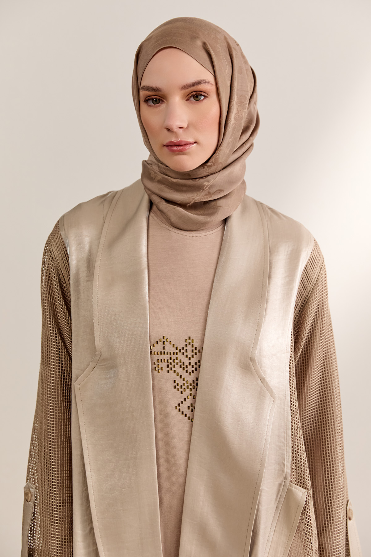 File Kombinli Jakarlı Twinset, Tesettür Giyim