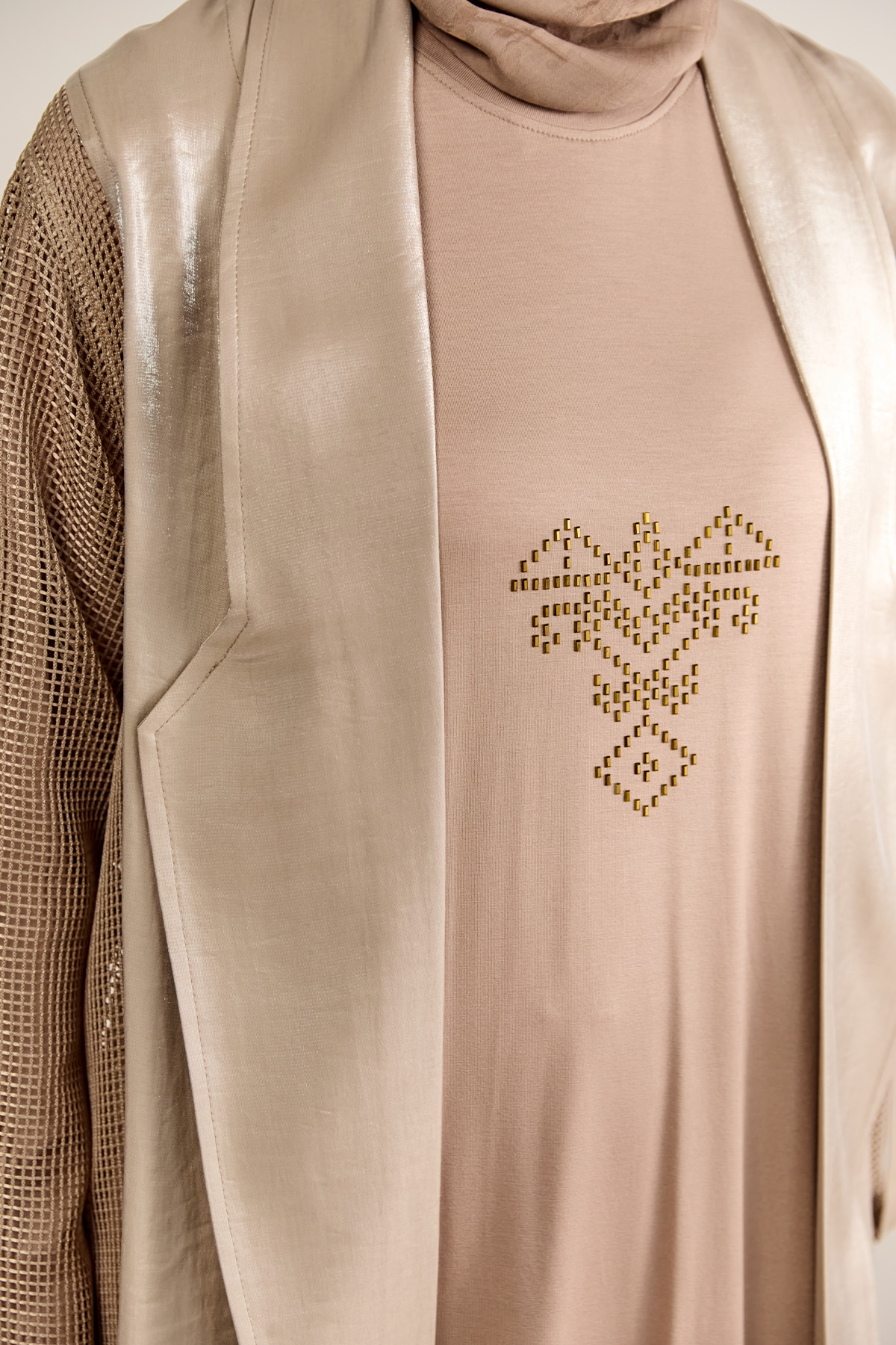 File Kombinli Jakarlı Twinset, Tesettür Giyim