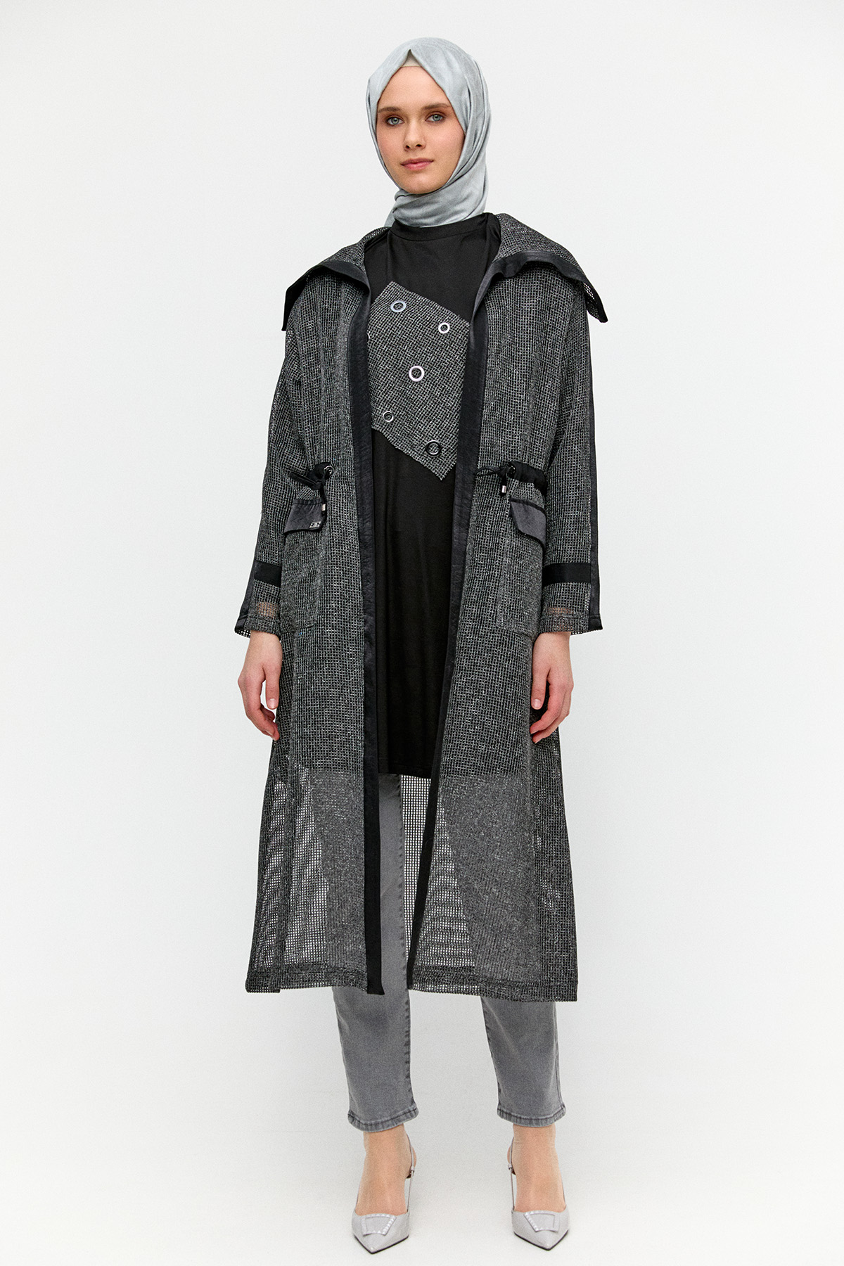 Fileli Geniş Yaka Twinset, Tesettür Giyim