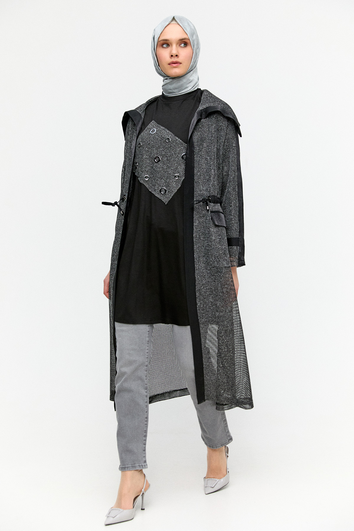 Fileli Geniş Yaka Twinset, Tesettür Giyim