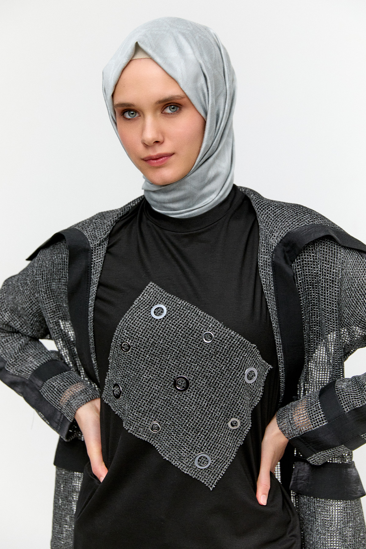 Fileli Geniş Yaka Twinset, Tesettür Giyim