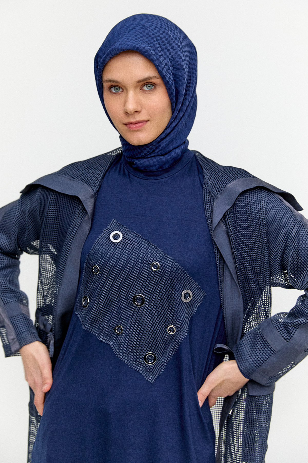 Fileli Geniş Yaka Twinset, Tesettür Giyim