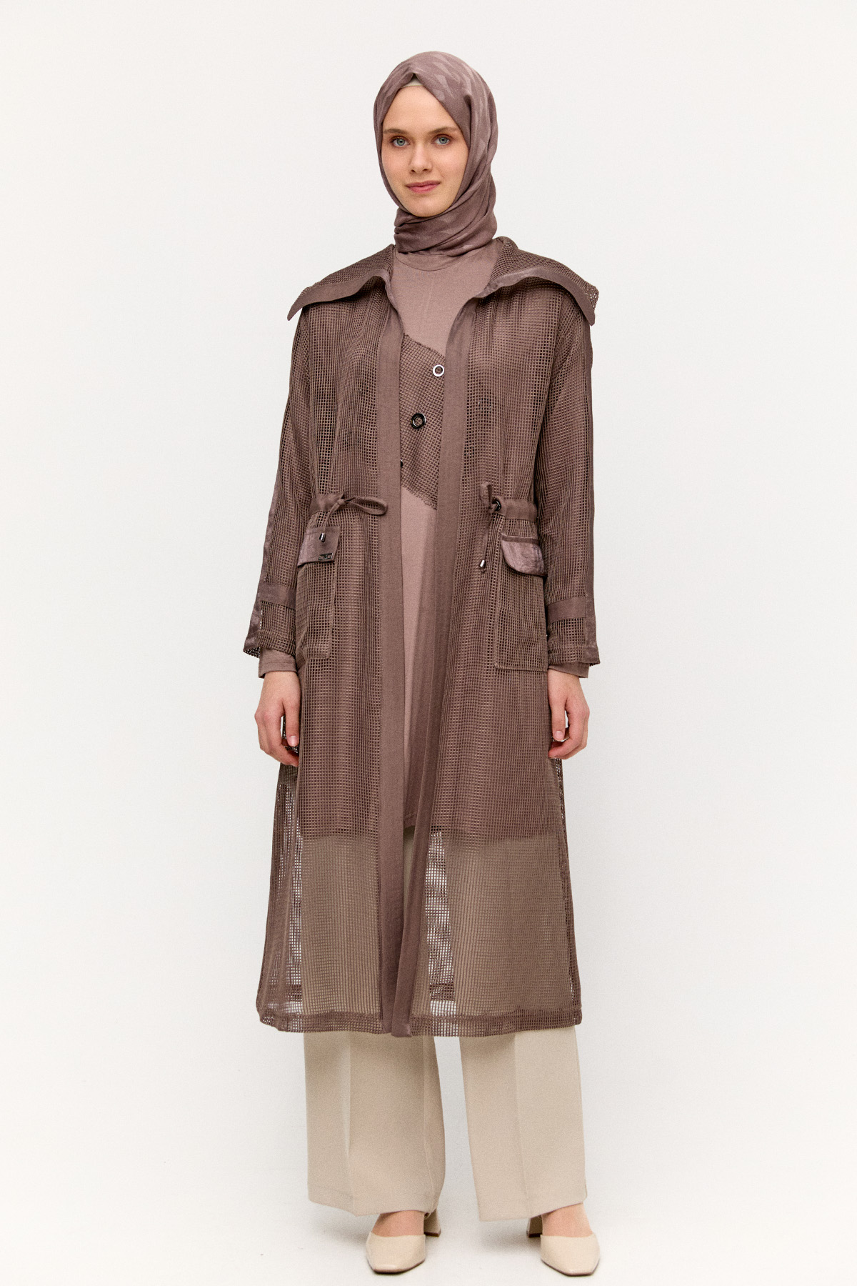 Fileli Geniş Yaka Twinset, Tesettür Giyim