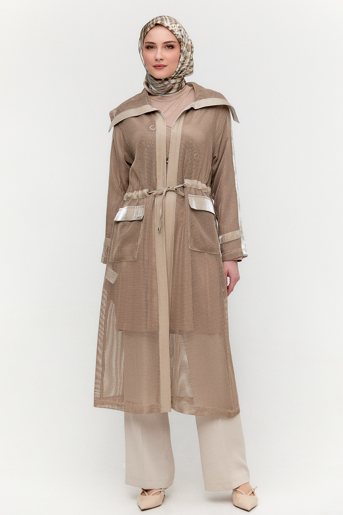 Fileli Geniş Yaka Twinset, Tesettür Giyim