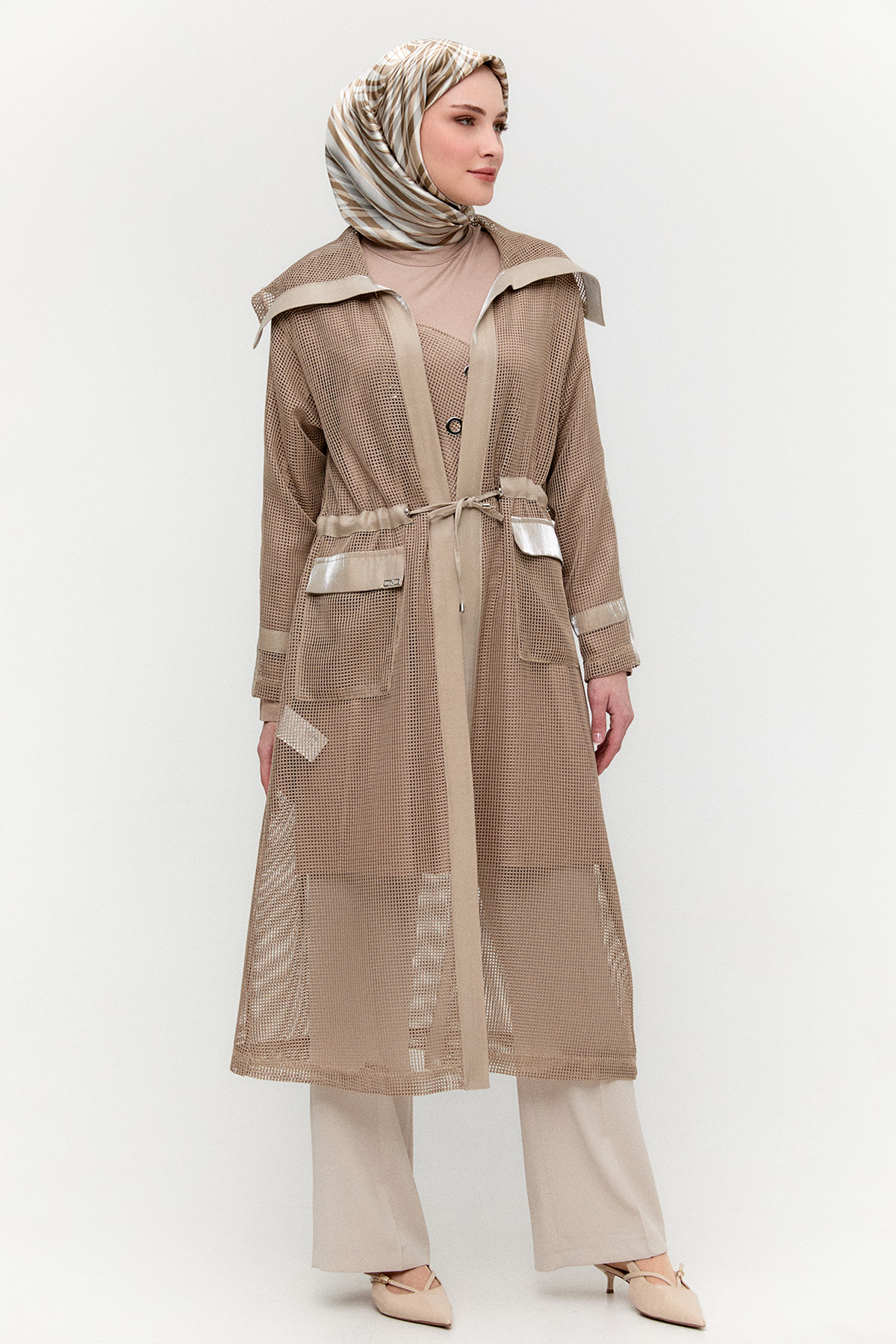 Fileli Geniş Yaka Twinset, Tesettür Giyim