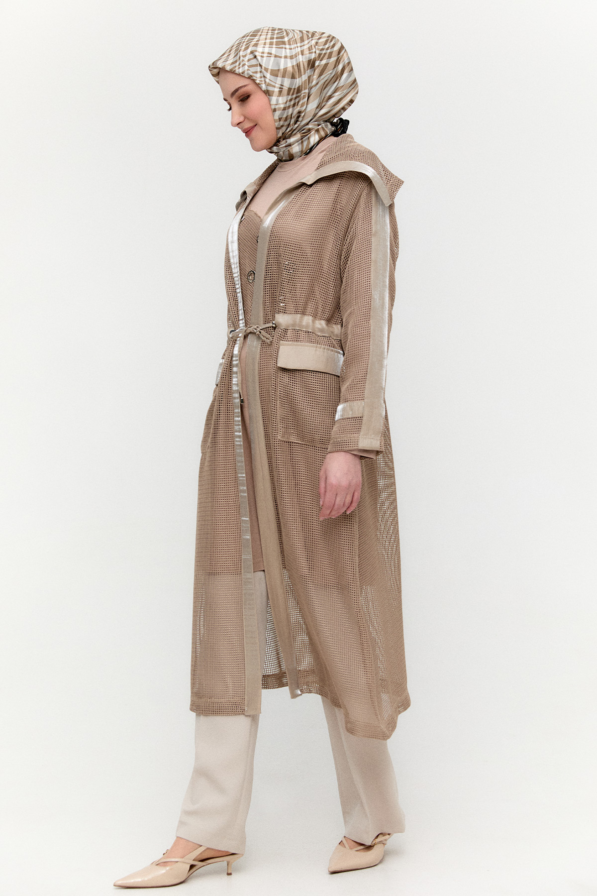 Fileli Geniş Yaka Twinset, Tesettür Giyim