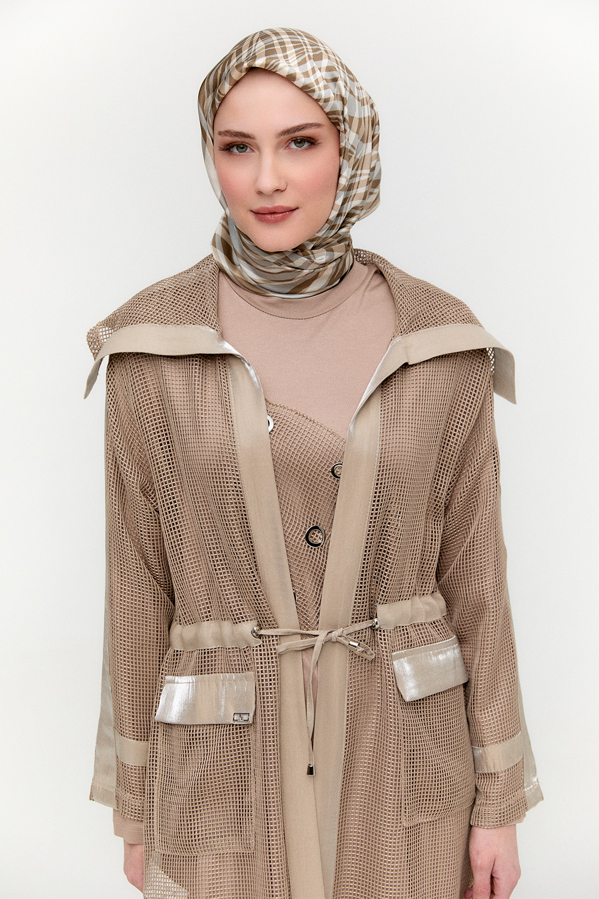 Fileli Geniş Yaka Twinset, Tesettür Giyim