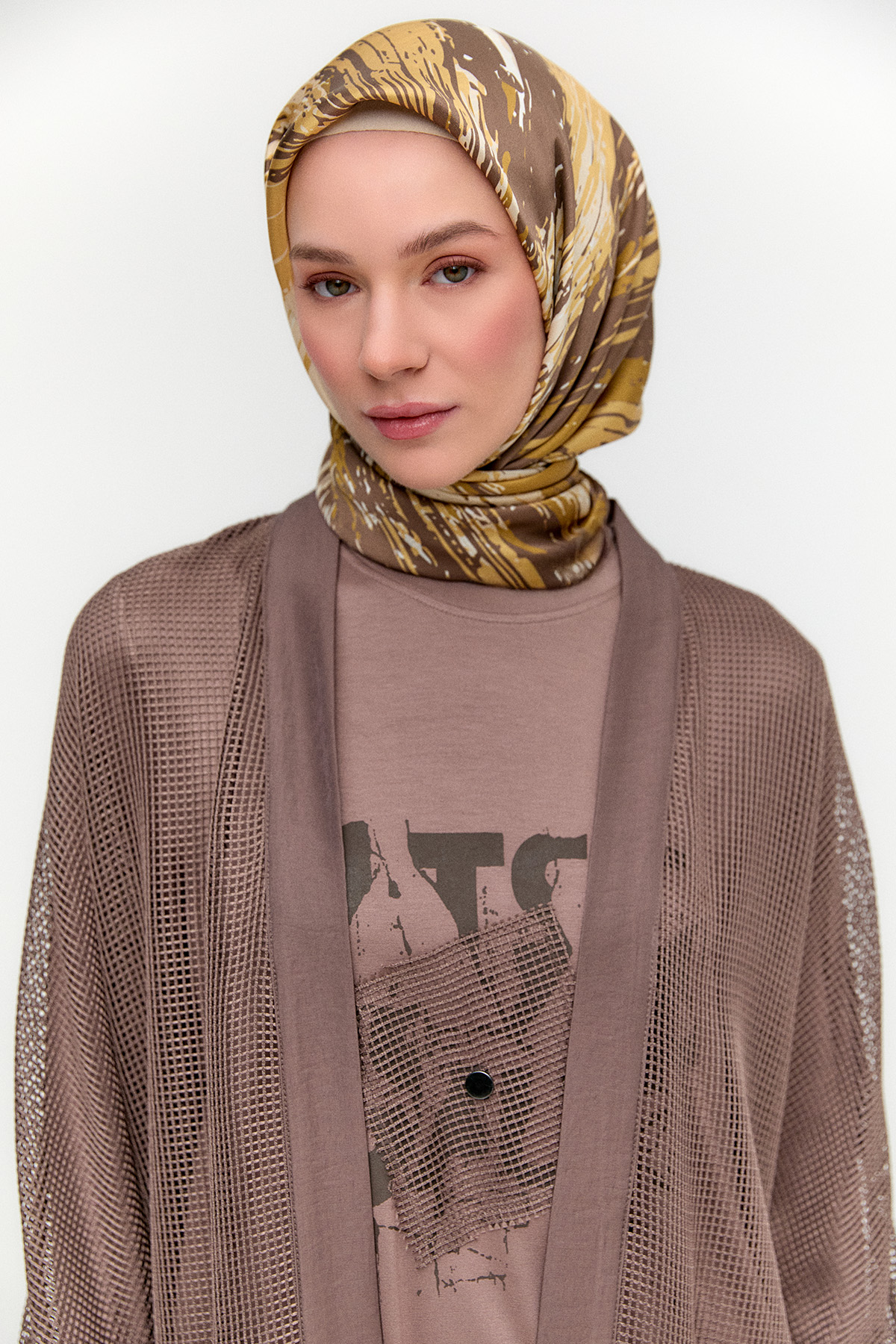 Penye Tunikli Fileli Twinset, Tesettür Giyim