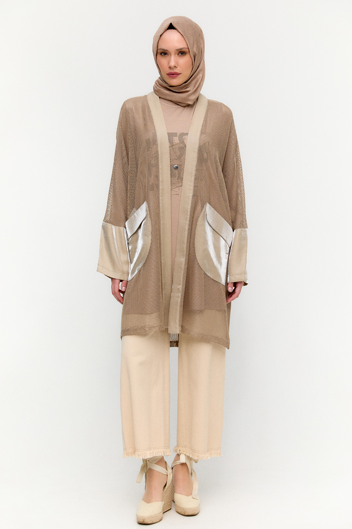 Penye Tunikli Fileli Twinset, Tesettür Giyim