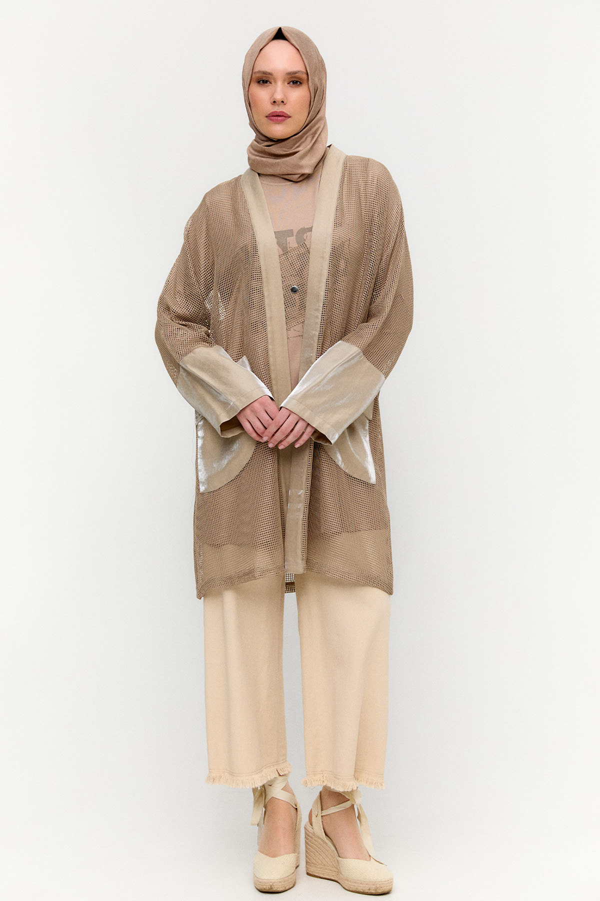 Penye Tunikli Fileli Twinset, Tesettür Giyim