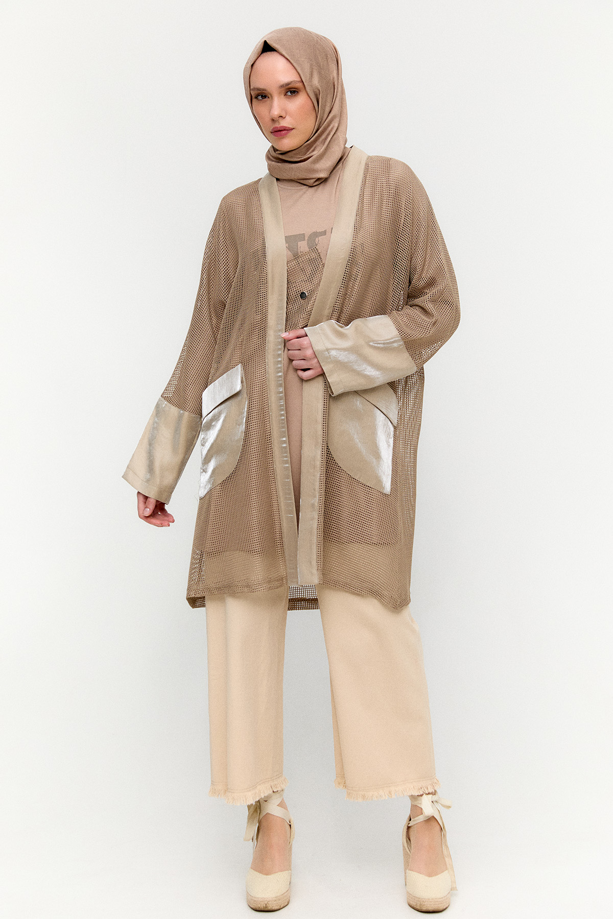 Penye Tunikli Fileli Twinset, Tesettür Giyim