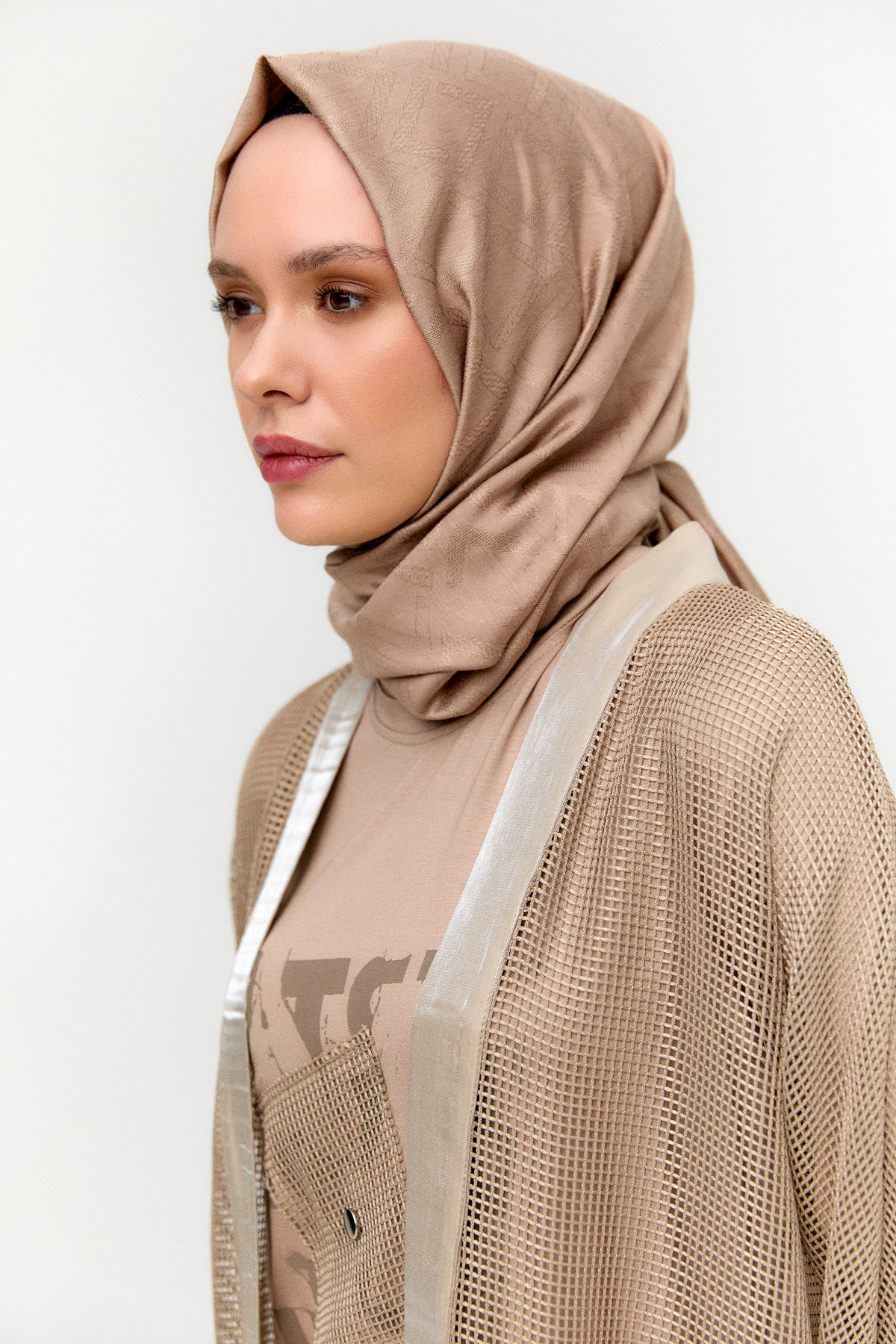 Penye Tunikli Fileli Twinset, Tesettür Giyim