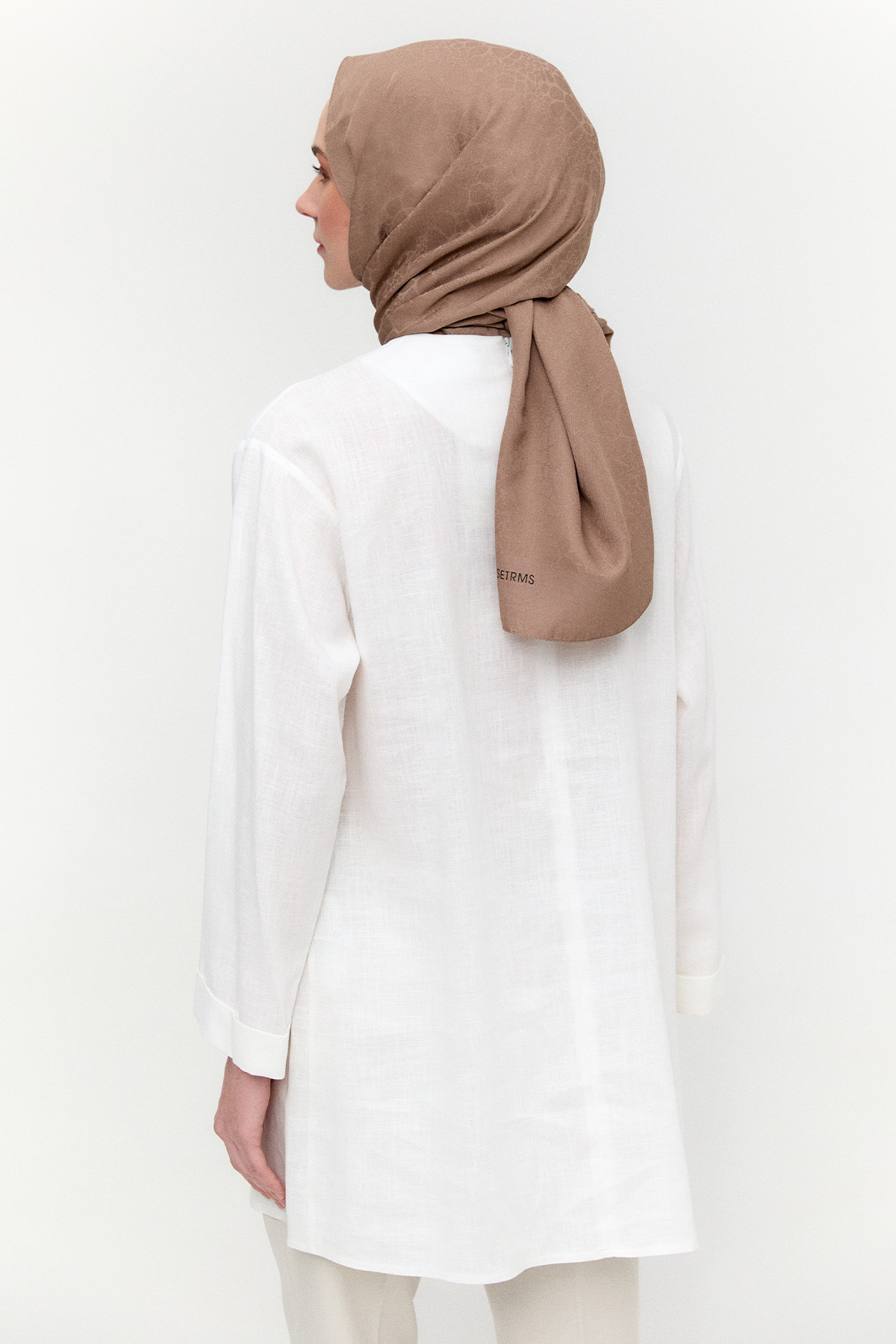 Çiçek Nakışlı Boncuklu Keten Tunik, Tesettür Giyim