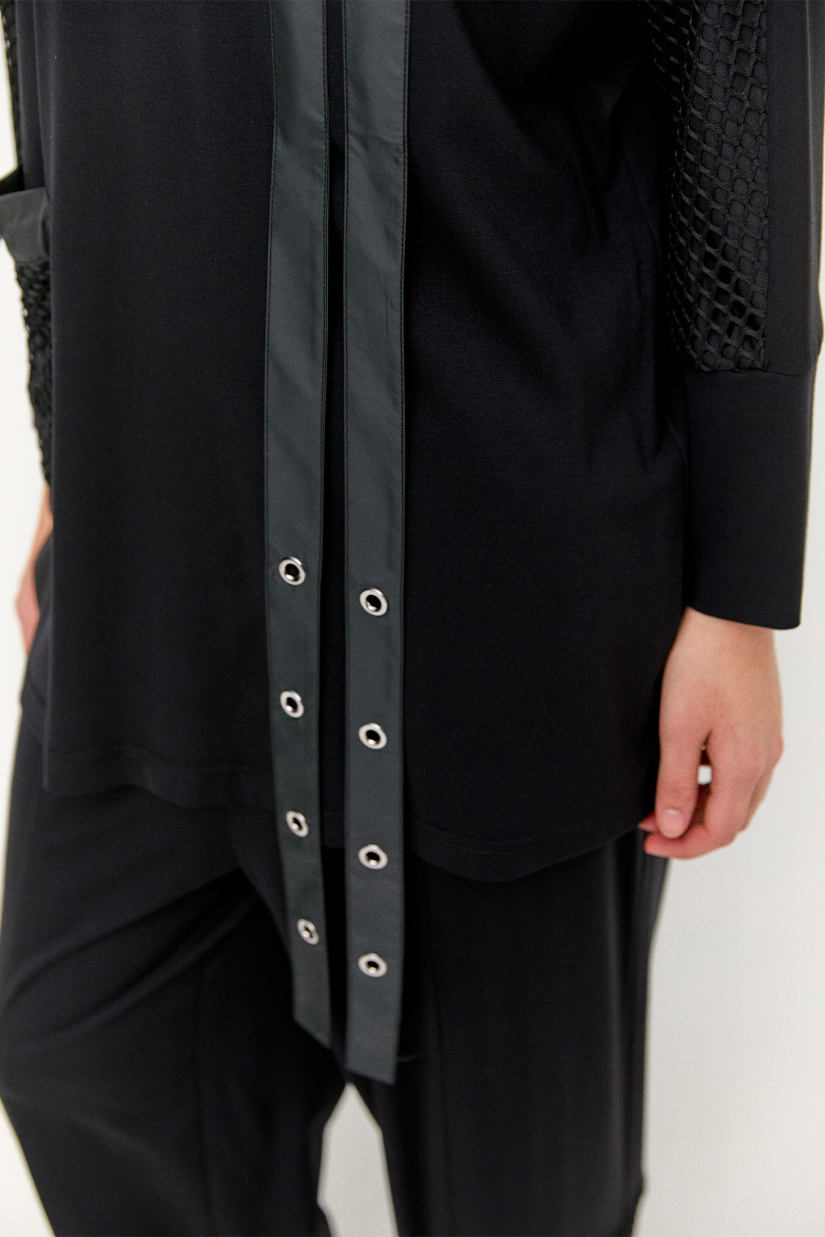 Şerit Detaylı Fileli Tunik, Tesettür Giyim