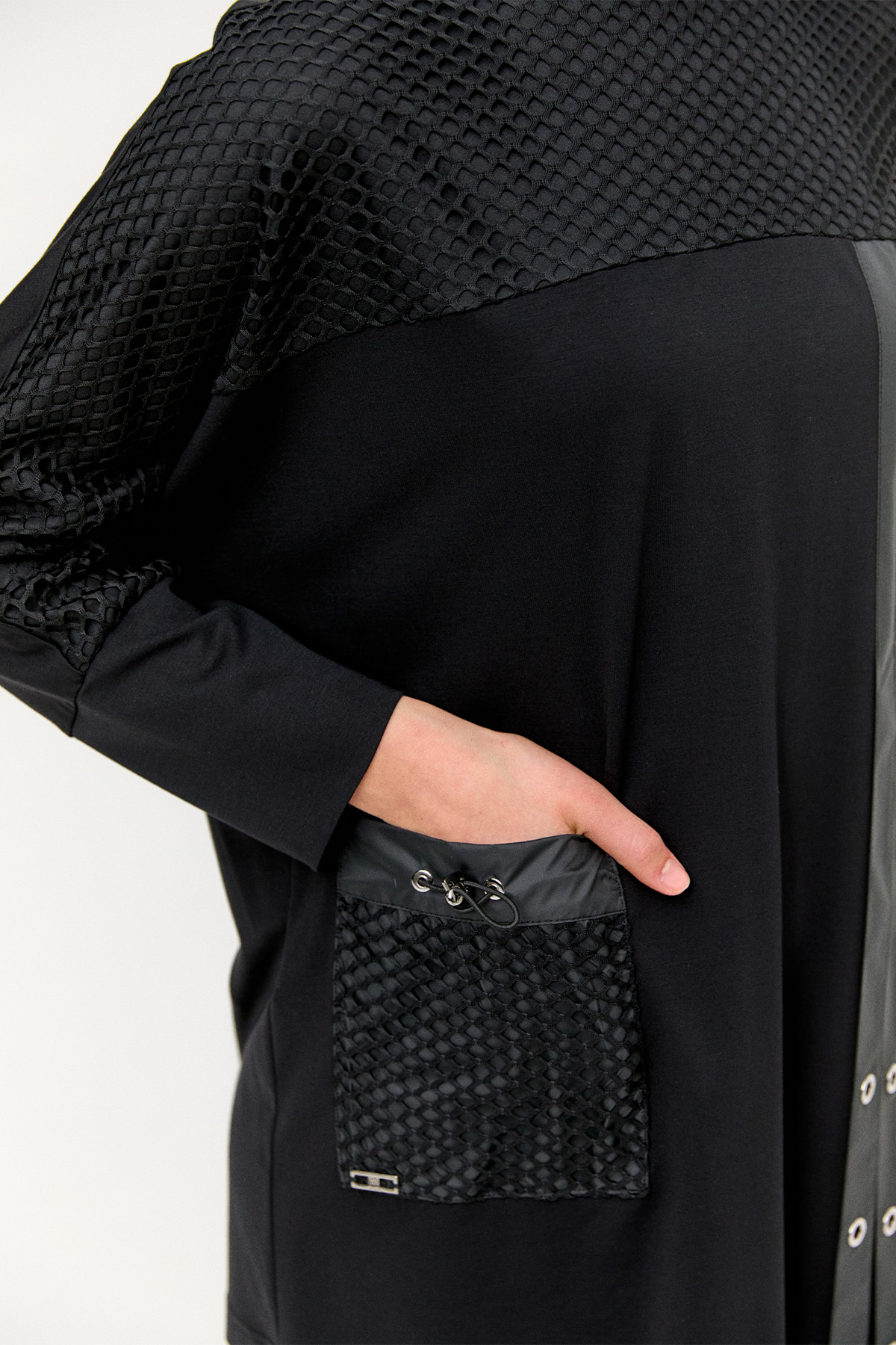 Şerit Detaylı Fileli Tunik, Tesettür Giyim