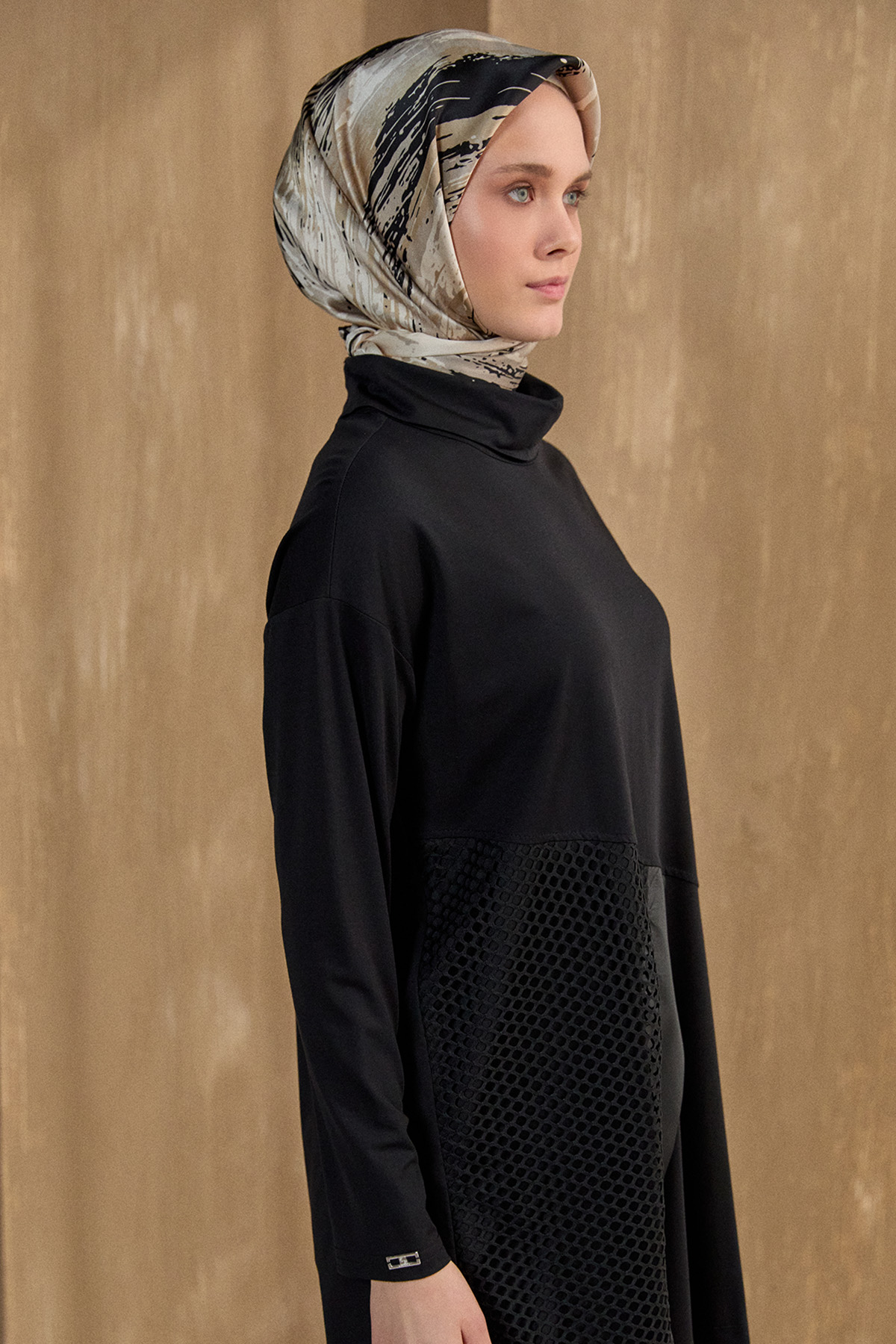 File Kombinli Yüksek Yaka Tunik, Tesettür Giyim